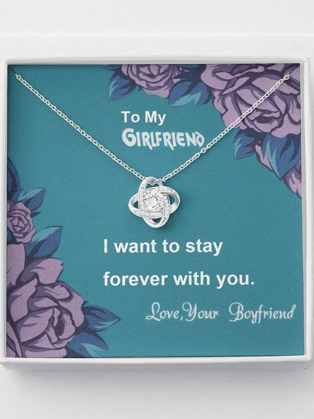 To My Girlfriend - Stay With You Forever - 92.5 Sterling Silver Love Knot Pendant