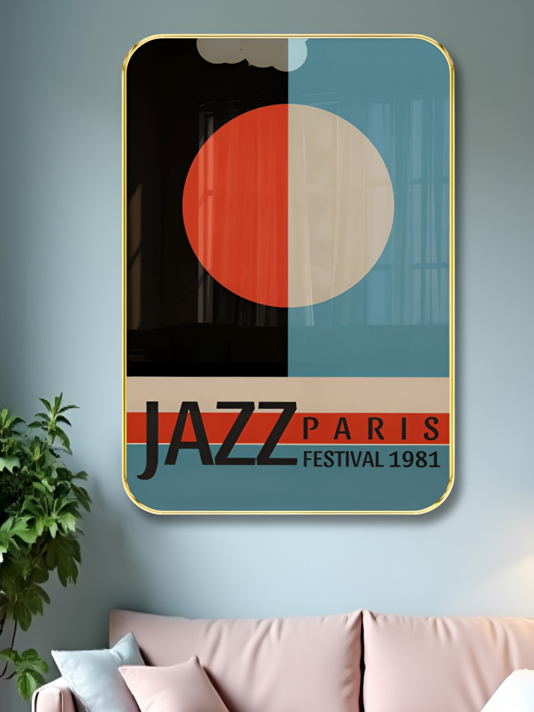 Livin'luxe Black & Orange Colored Jazz Printed Wall Art