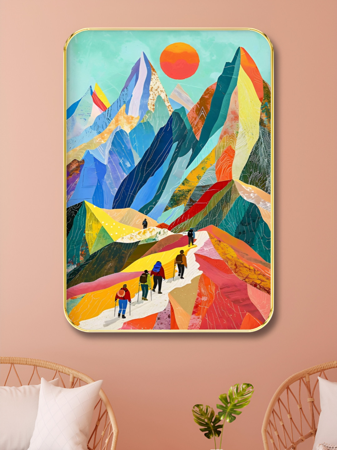 Livin'luxe Blue & White Wooden Mountain Trek Wall Art