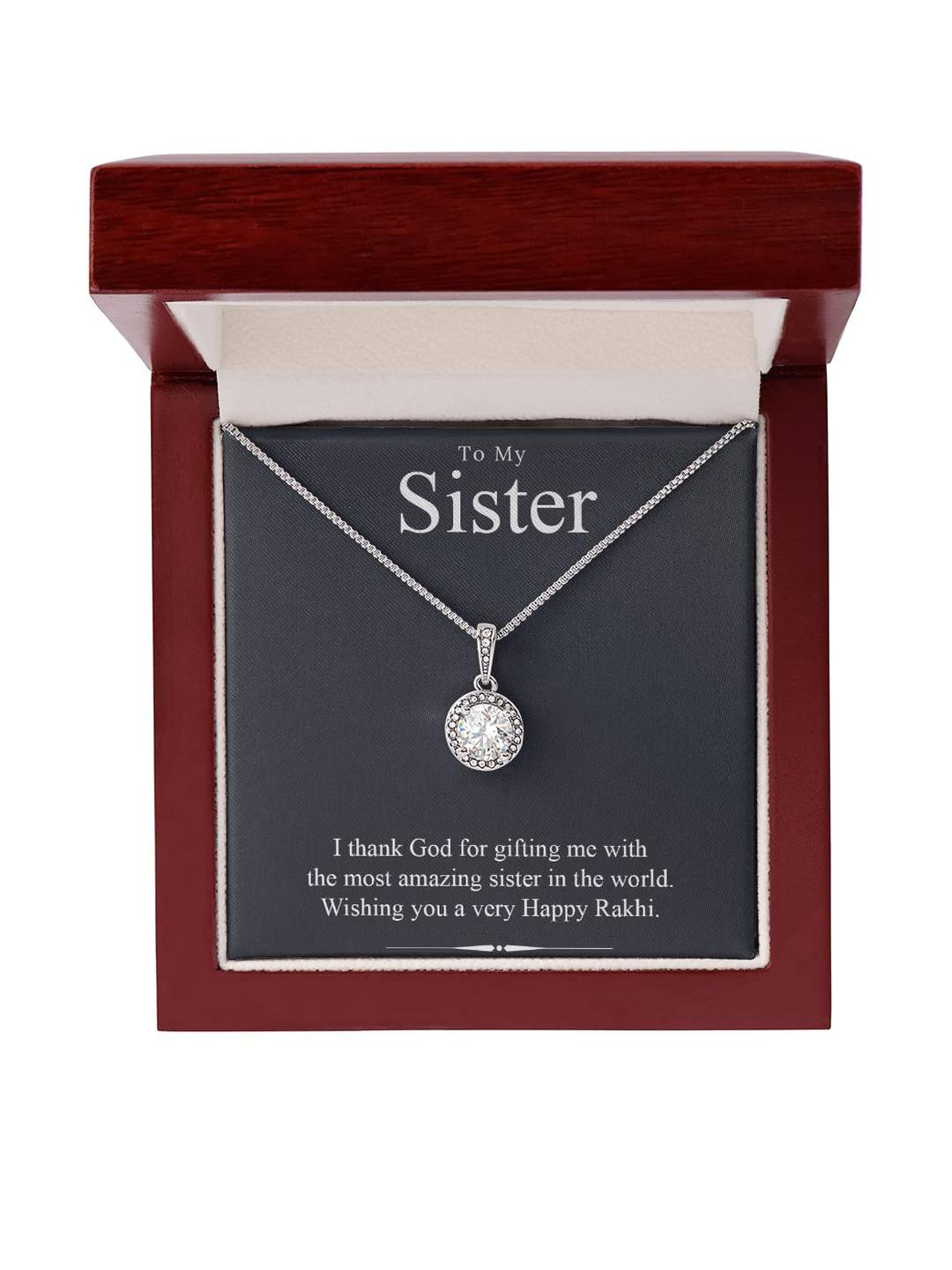 Best Rakhi Gift Idea for Sister - Pure Silver Necklace Gift Set
