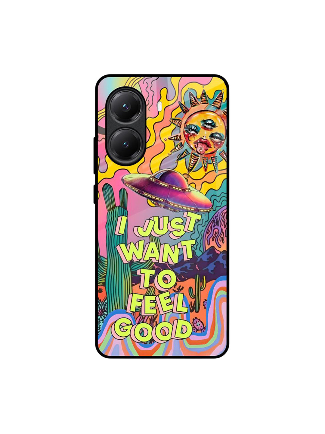 QRIOH Space Trip Quirky Printed Poco X7 Pro 5G  Glass Back Case Mobile Accessories