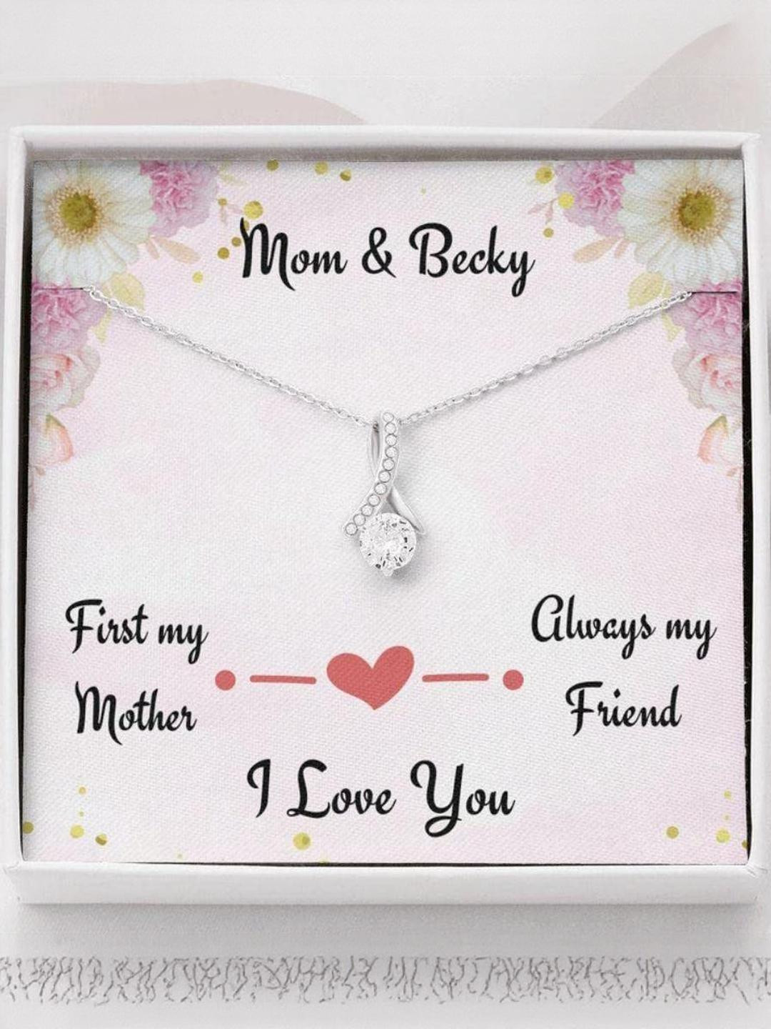 Silver Gift Mom Necklace, First My Mom Always My Friend, Personalized Gift For Mom, Birthday Christ