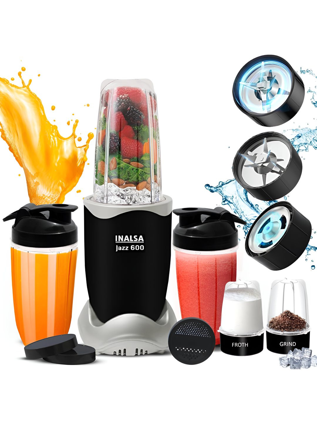 Inalsa Black 2025 Stainless Steel Juicer Mixer Grinder