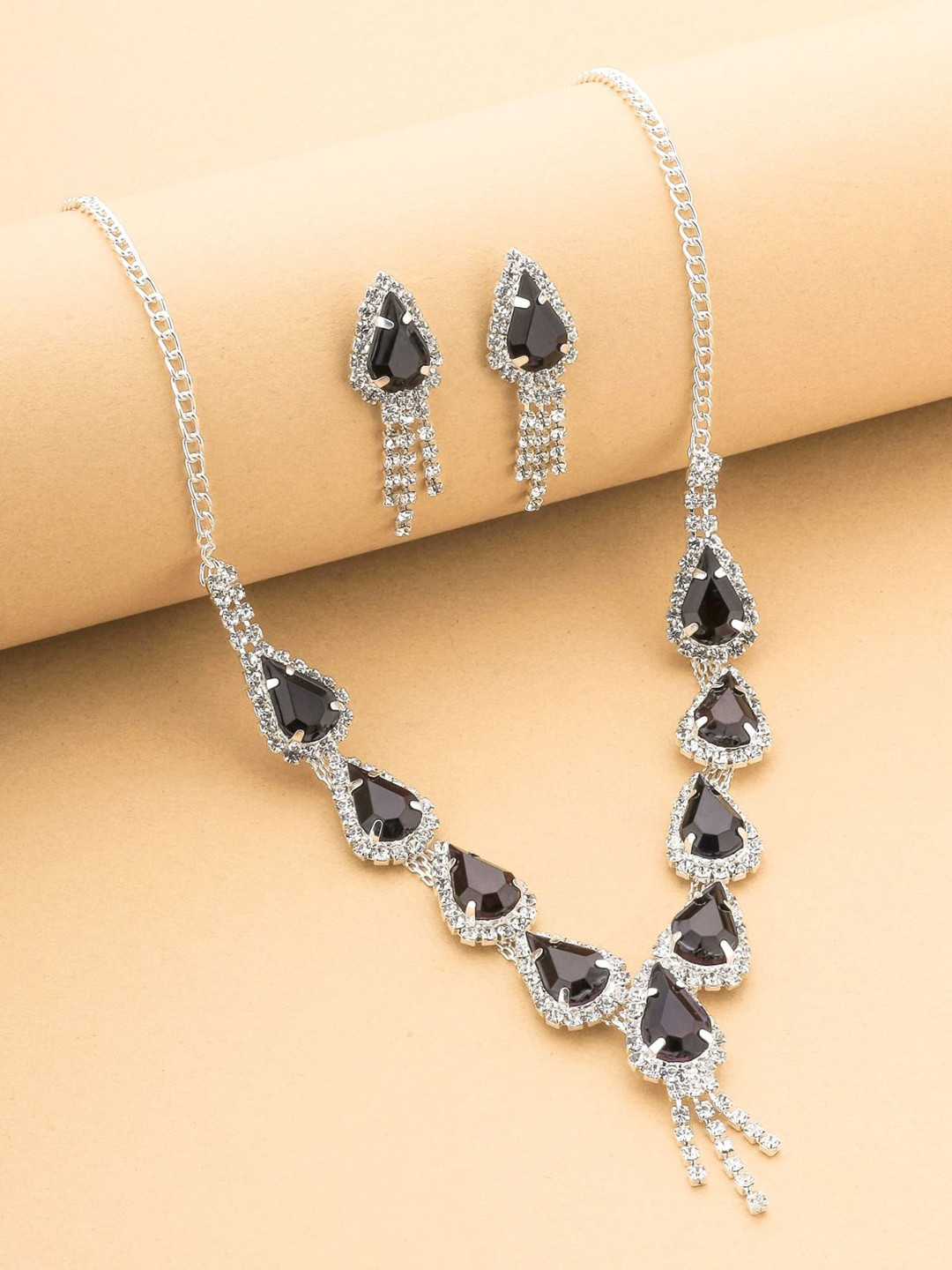 ASCEND Sliver-Plated Stone-Studded Jewellery Set