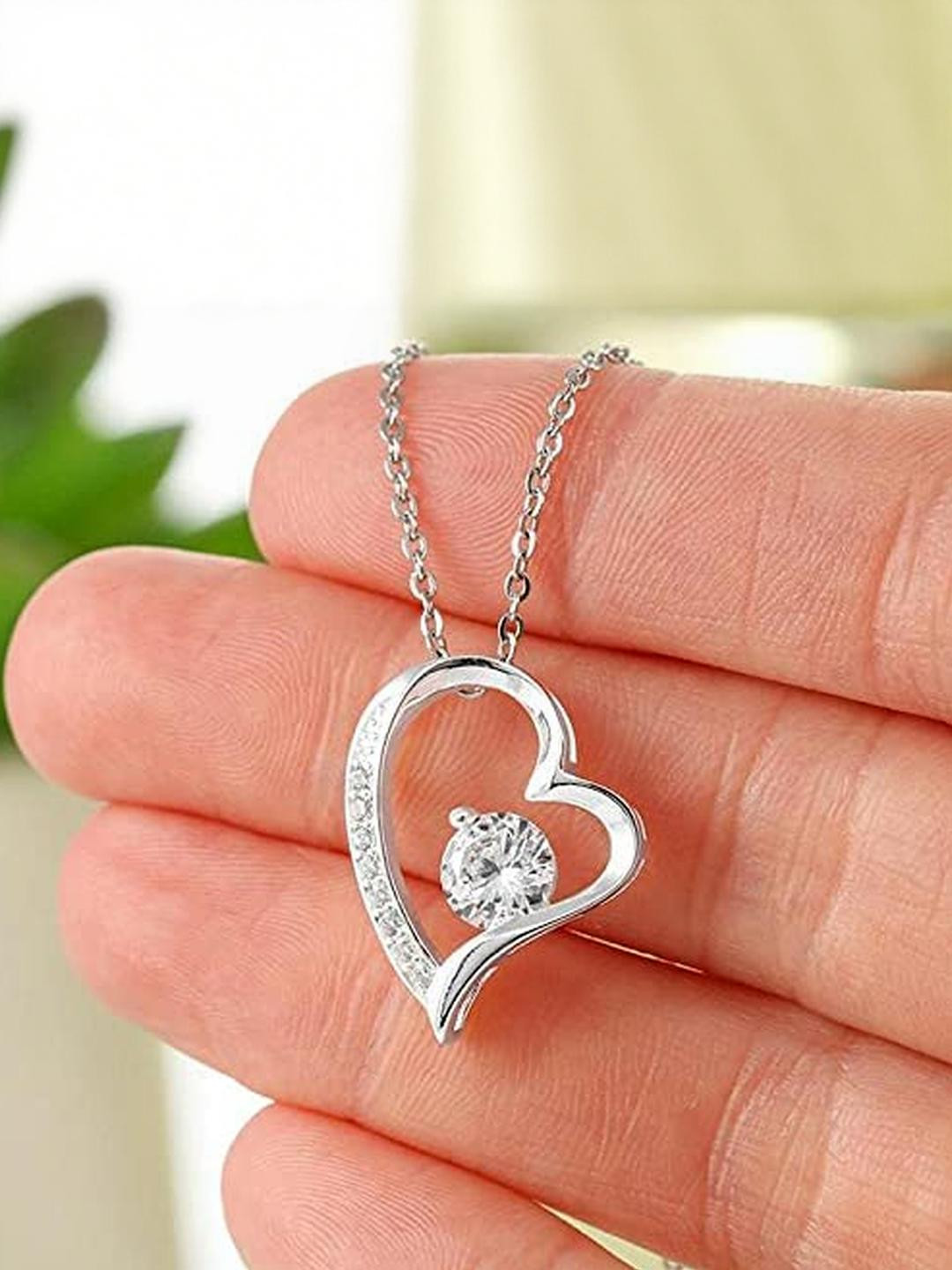 Silver Gift Wife Necklace, Love Gifts I Still Love You Necklace Interlocking Hearts Necklace With G