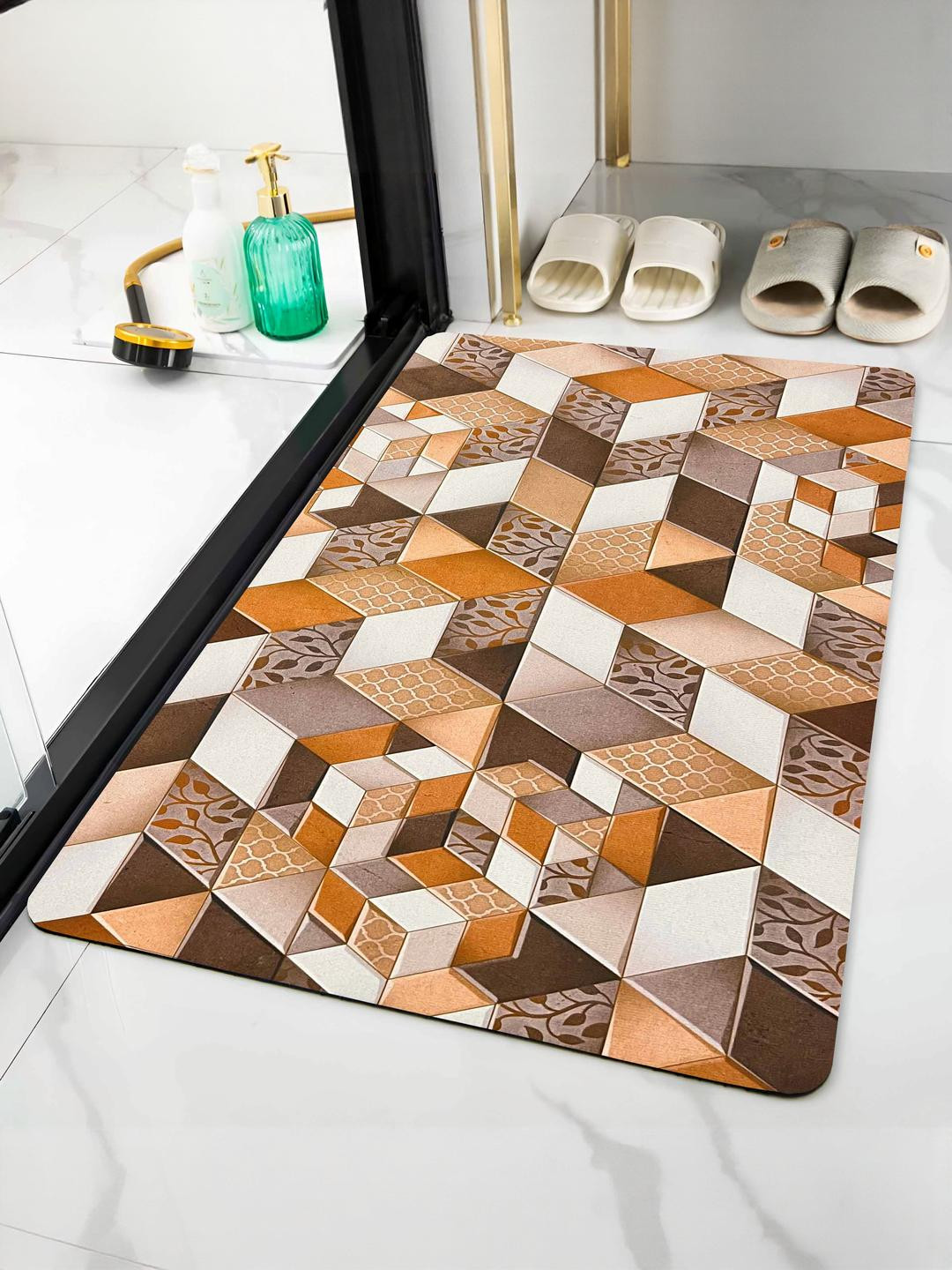 IVAZA 550 GSM Camel Brown Anti Slip Bathroom Mat