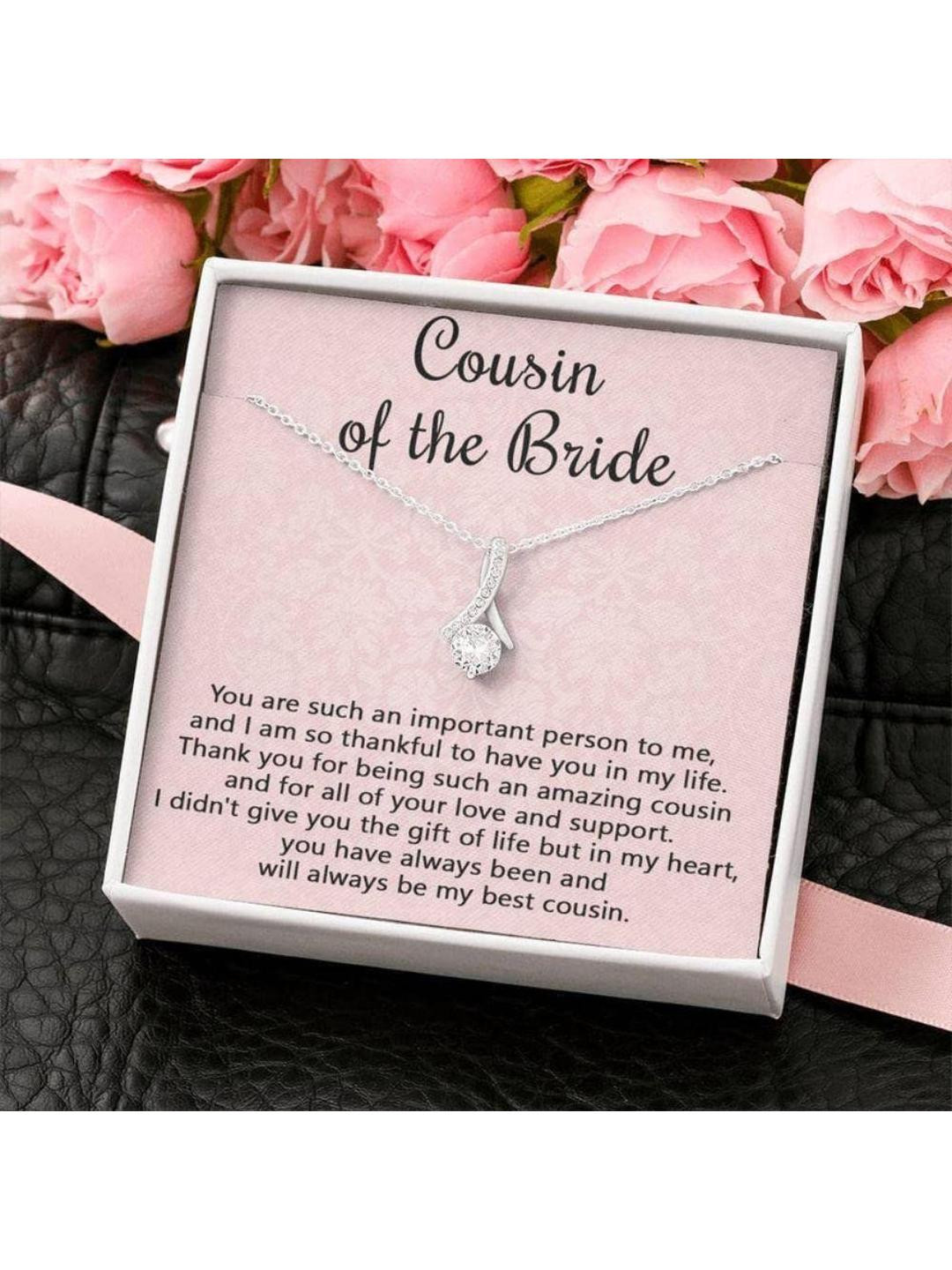 Silver Gift Cousin Necklace, Cousin Of The Bride Necklace Wedding Day Gift From Bride & Groom, Than