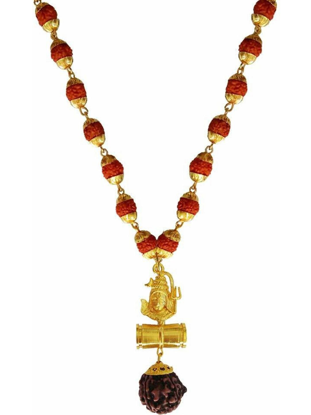 RAVIOUR LIFESTYLE Unisex Brass Gold-Plated Rudraksh Chain