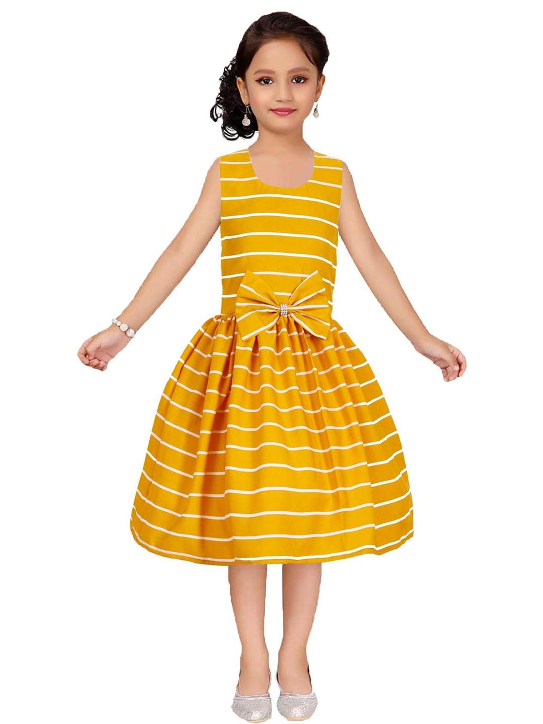 Shahina Fashion Girl's Casual Style Summer Dress Stripe Print Crepe Material