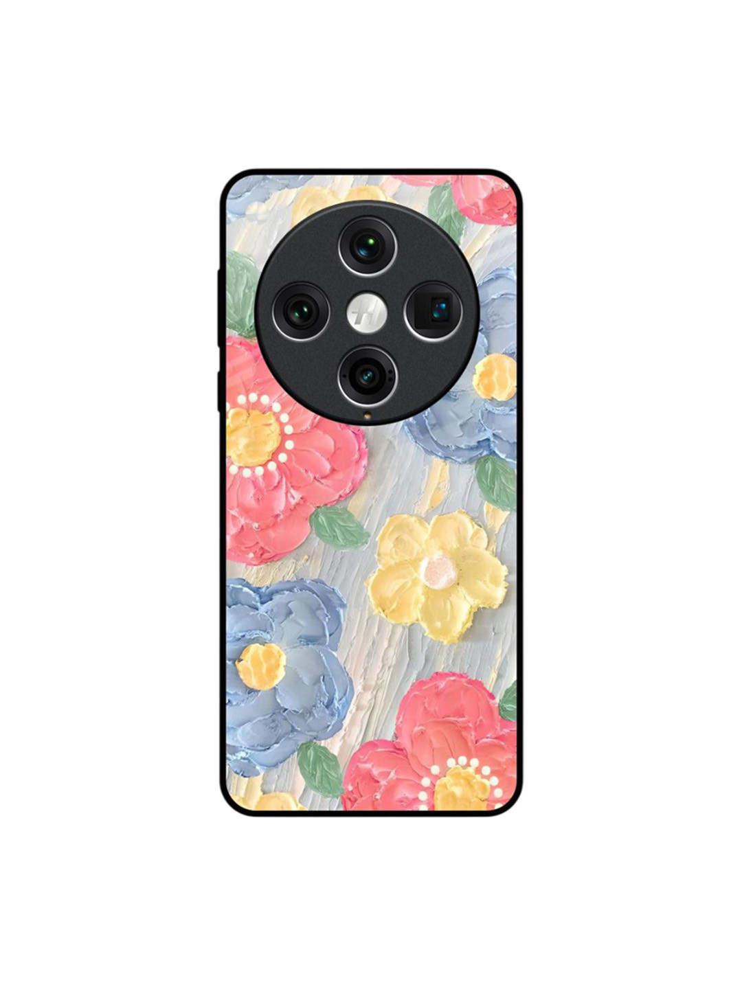QRIOH Floral Canvas Oppo Find X8 Pro Glass Back Case Mobile Accessories