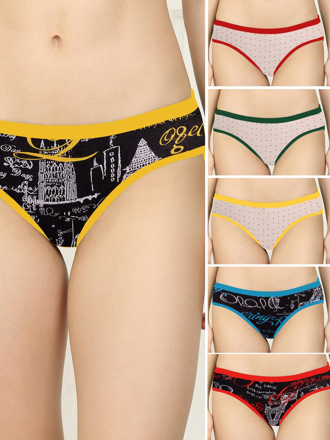 New stylish Red,Yellow,Blue,Red,Green,Yellow Cotton Silk Hipster Multicolor Panties Pack of 6