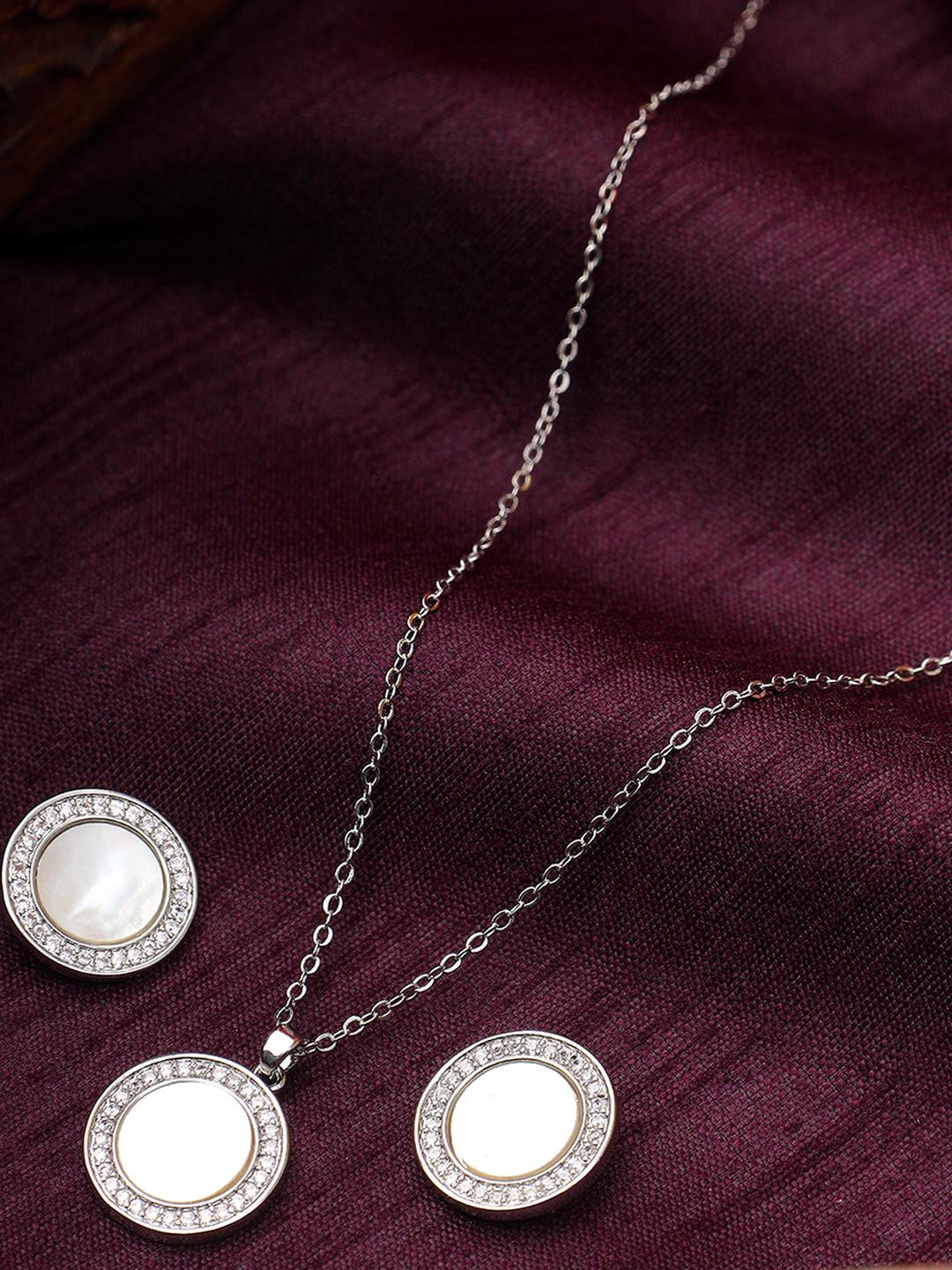 Beenth & Doneth Opal Shell Platinum Plated Coin Necklace