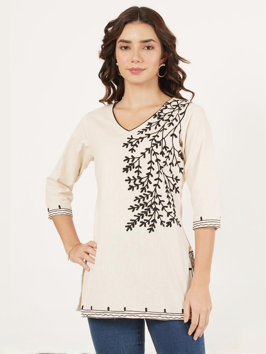 Pure Cotton Embroidered Kashmiri Short Kurta