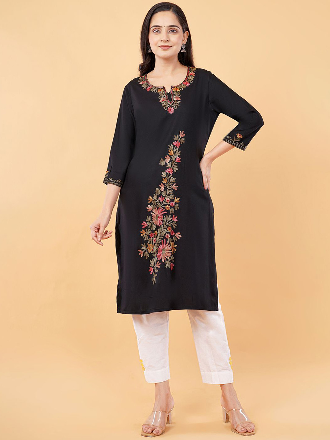 Kala Maison Women Woven Design Daily Straight Kurta