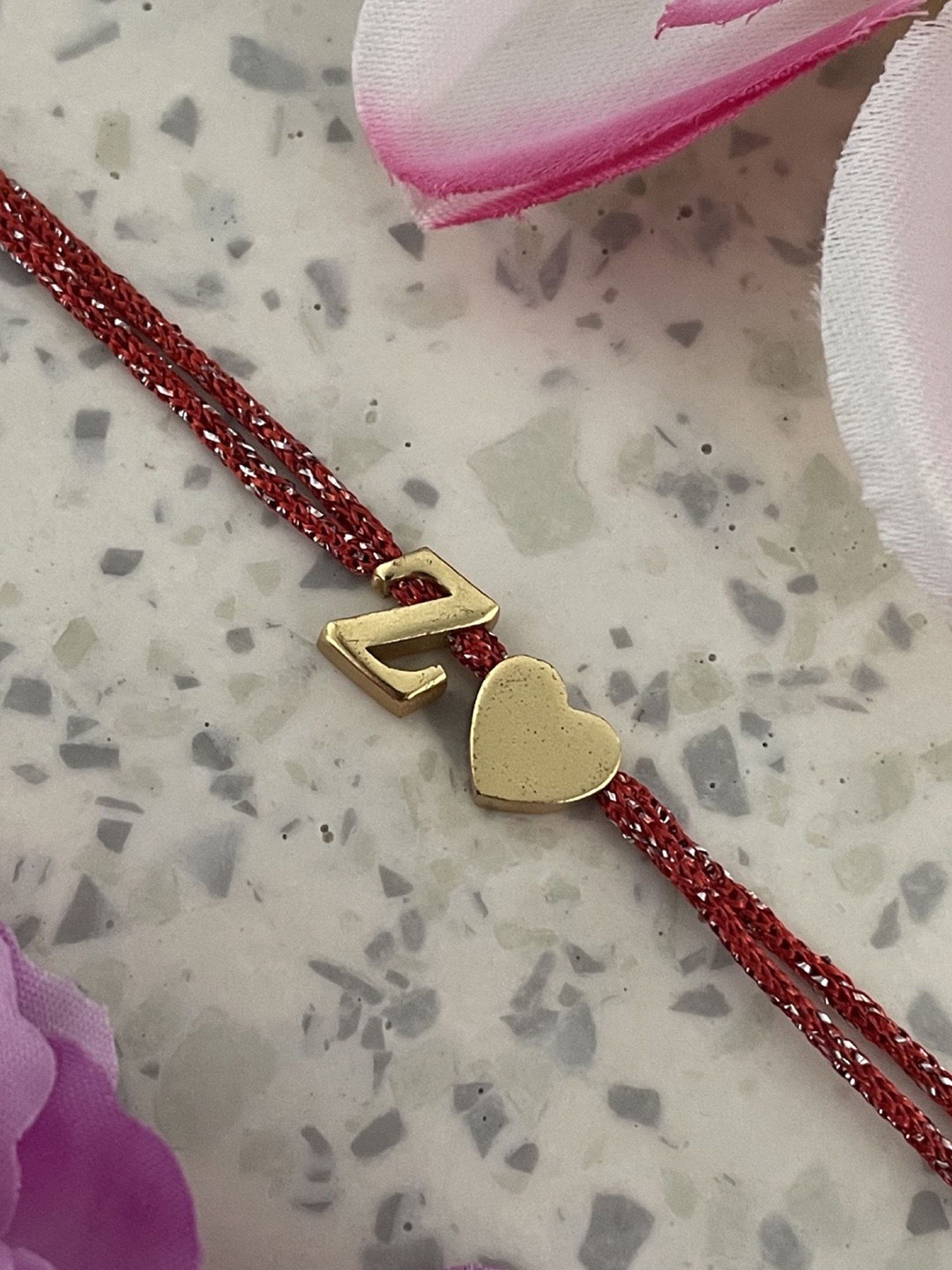 Digital Dress Room Gold Plated Z Alphabet Heart Charm Initial Thread Rakhi