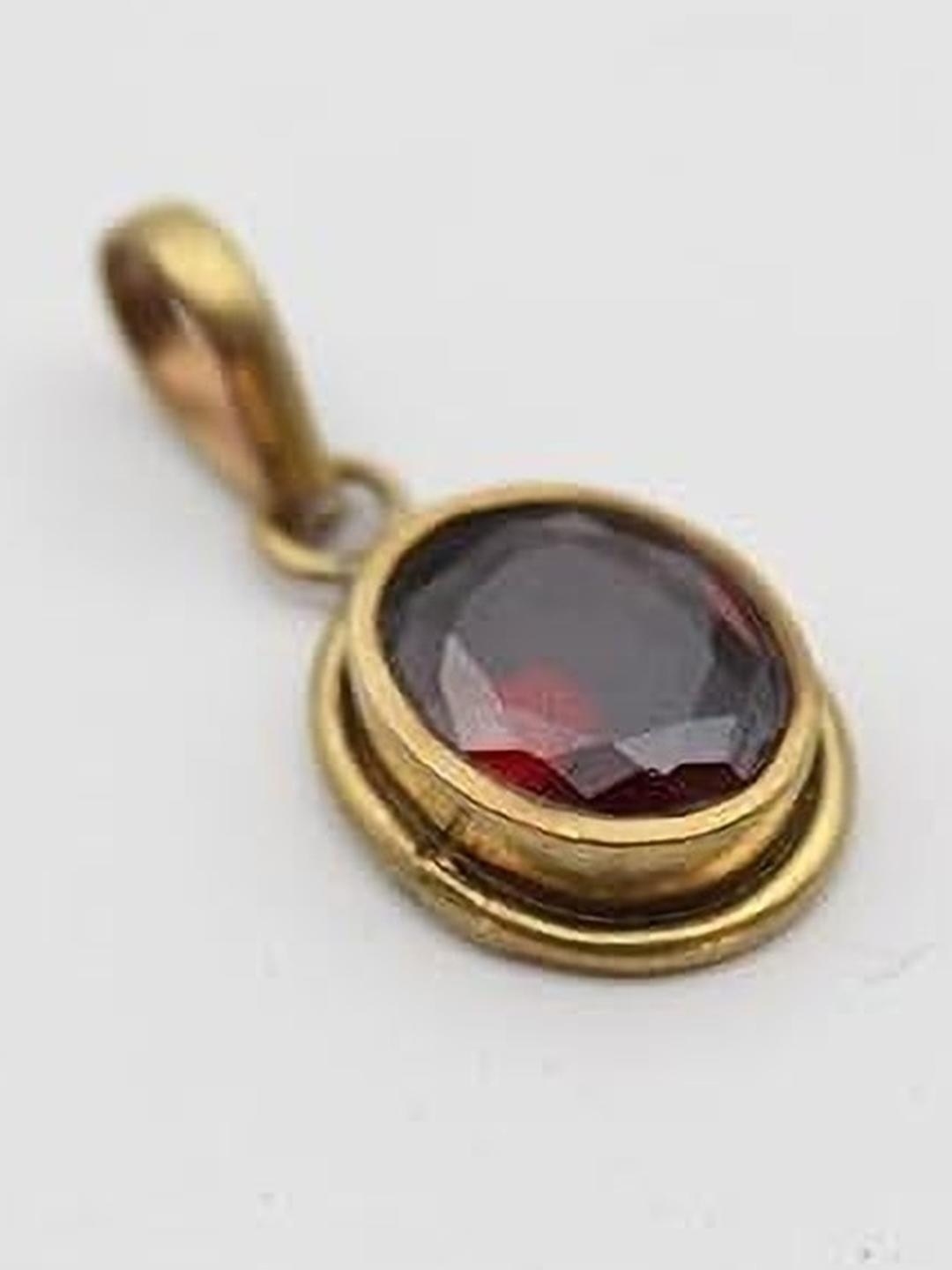 Brass Made Gomed Stone Panchdhatu Pendant, Original Small Hessonite Ashtdhatu Locket for Men & Women, Astrological Purpose Good Luck Neck Locket (Without Chain)