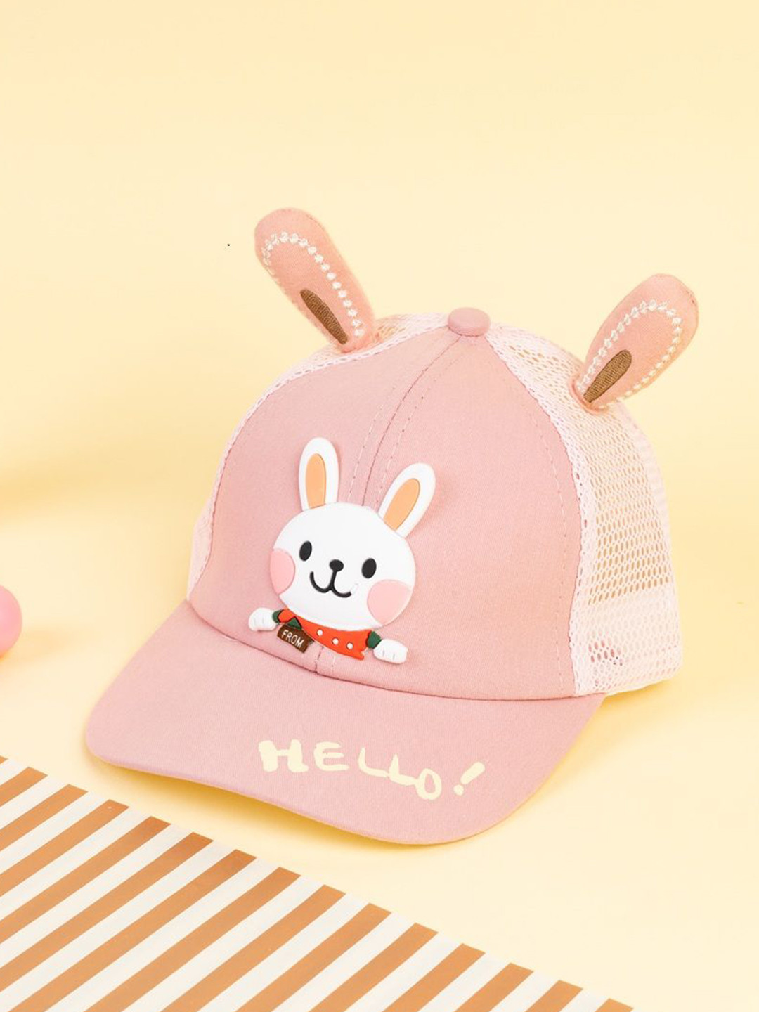 KICKS & CRAWL Kids Cotton Self Design Baseball Cap