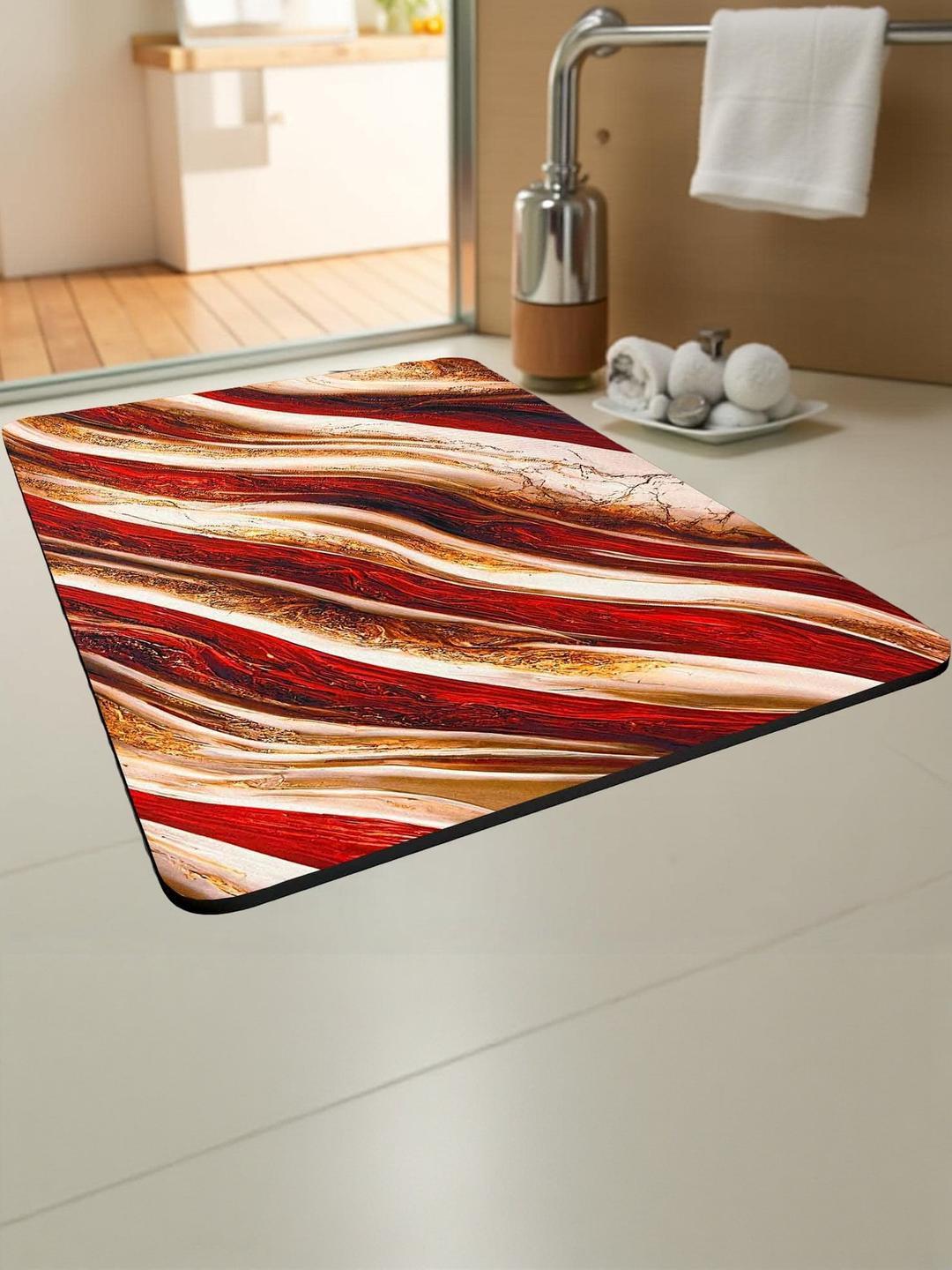 IVAZA Golden Brown Geometric Patterned 350 GSM Bathmat