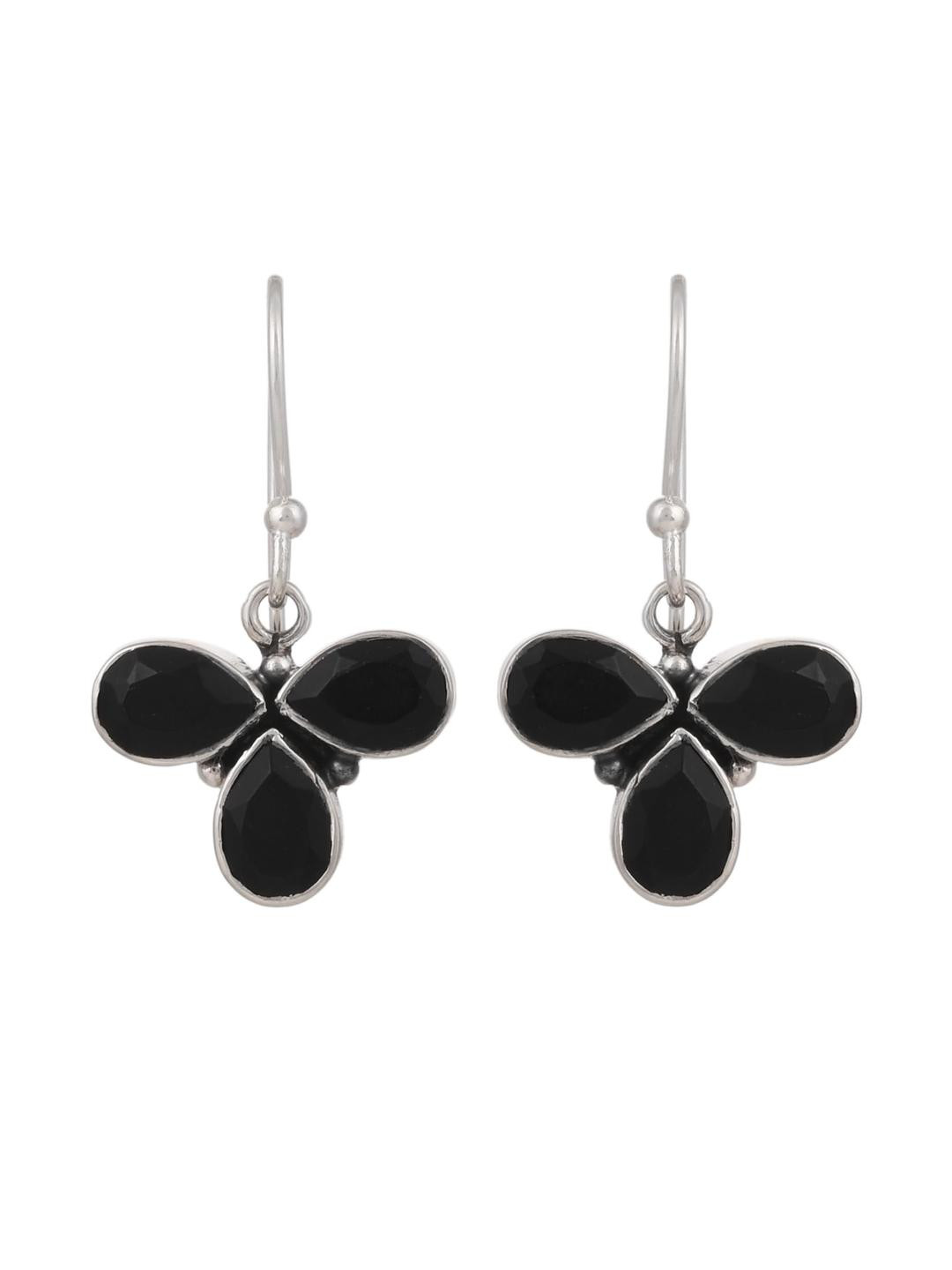 Silver Planets 92.5-925 Sterling Silver Black Onyx Stone Latest Ethnic Earing for Women and Girls (Aquz)