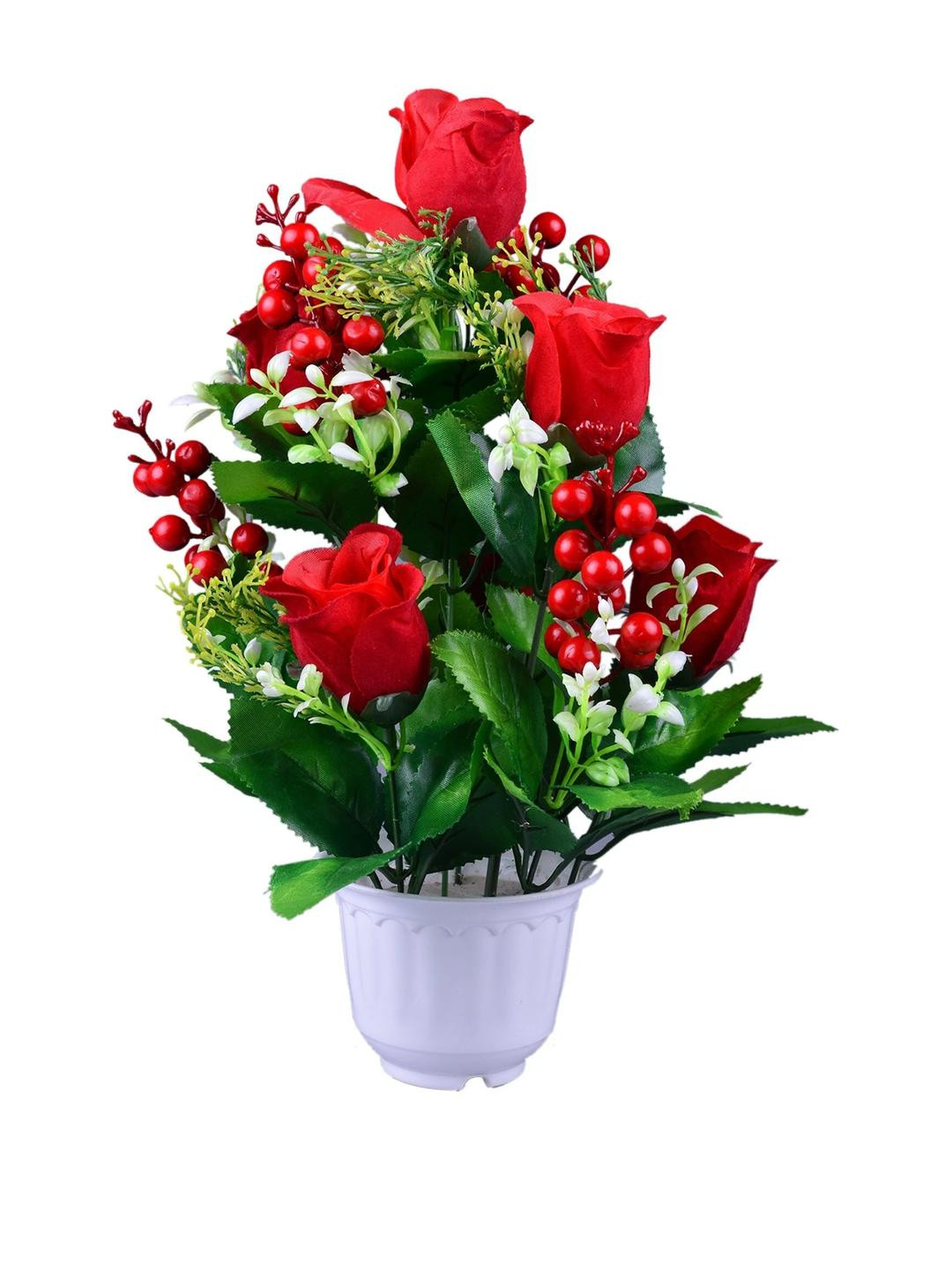 YASH ENTERPRISES Red 1 Pieces Rose Bonsai Artificial Plant With Pot