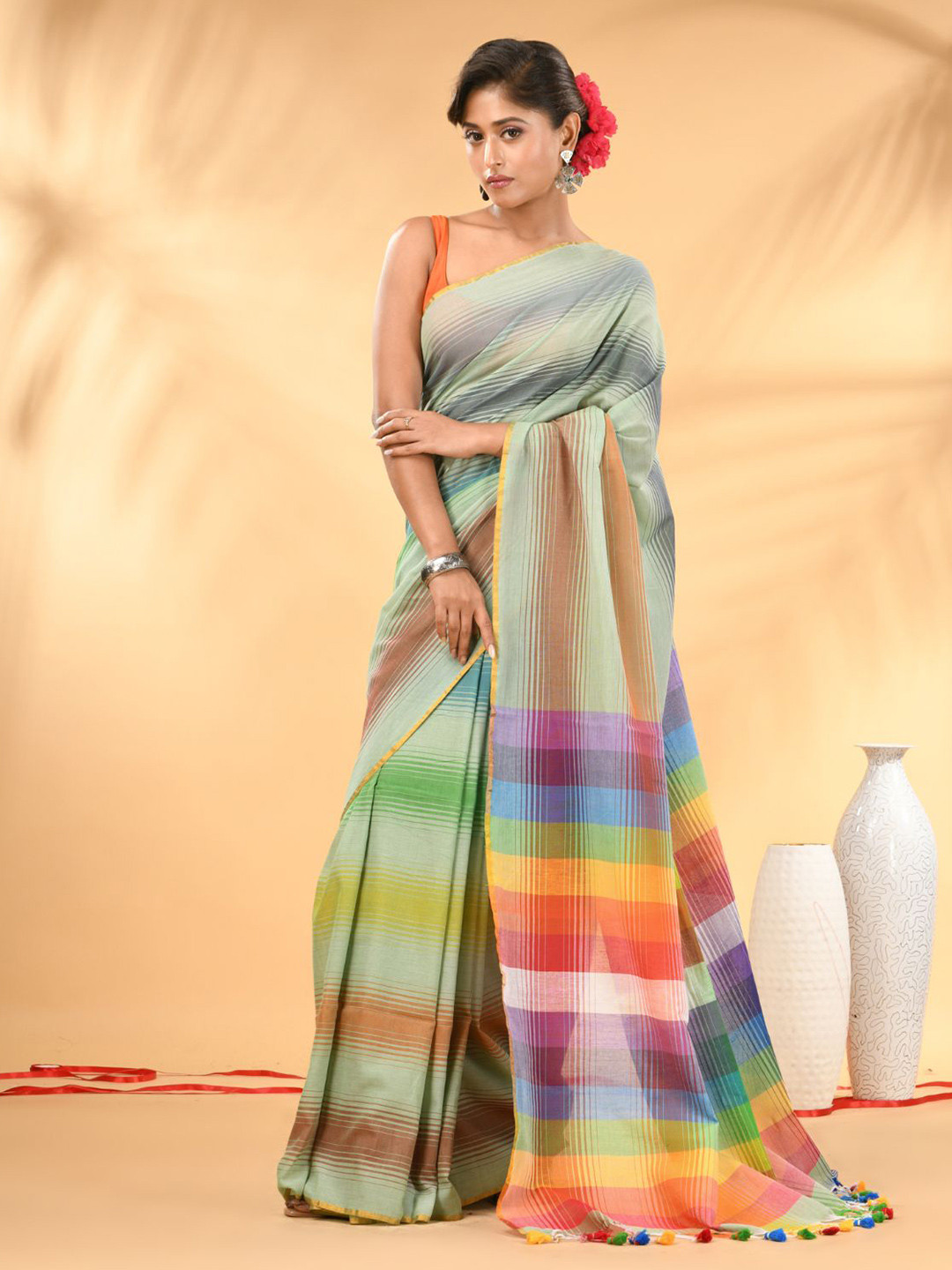 Charukriti Daily Colourblocked Pure Cotton Saree