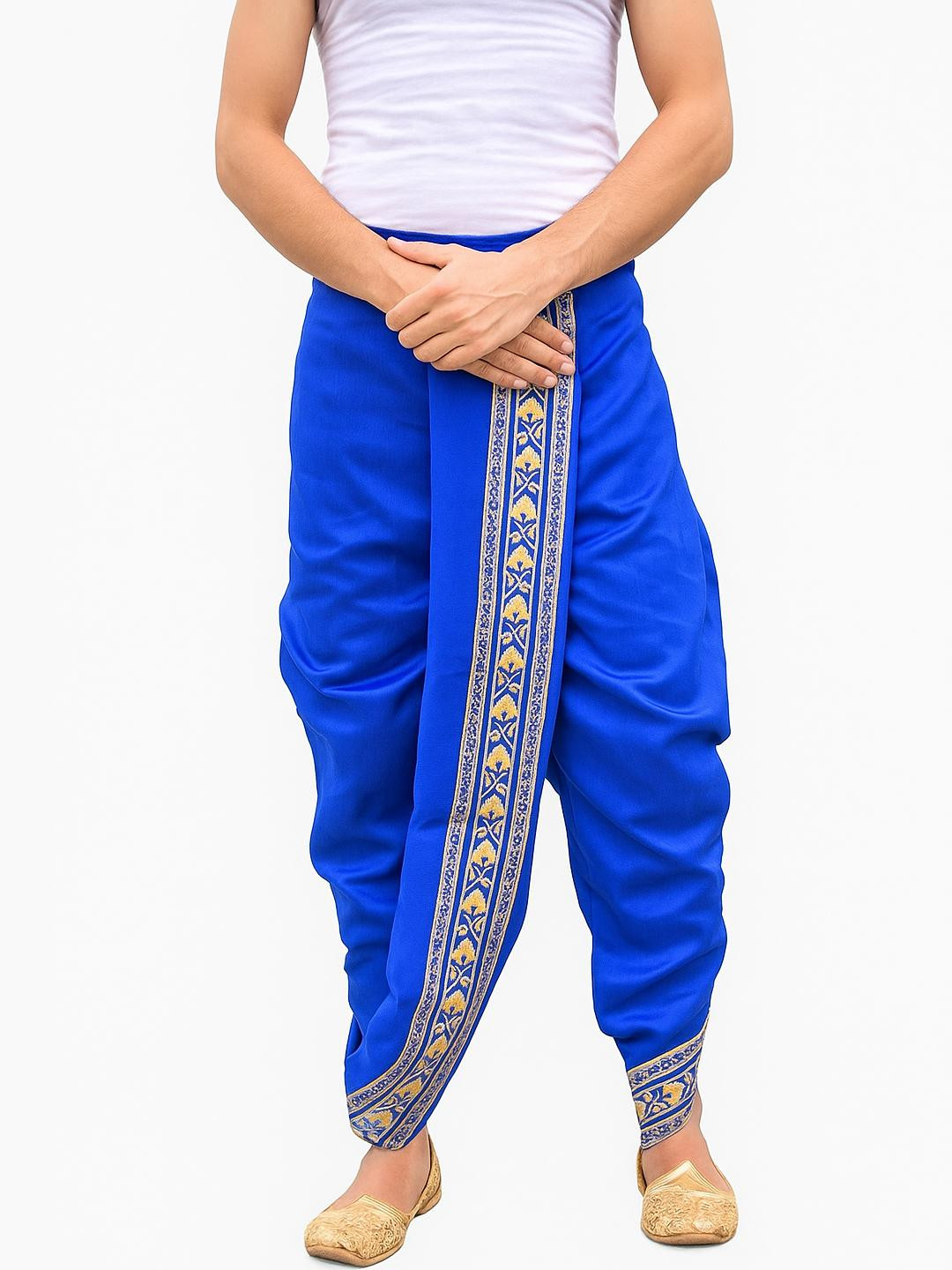 AMIT ONLINE Stylish Men's Solid Dupion Silk Bengali Style Dhoti Pant
