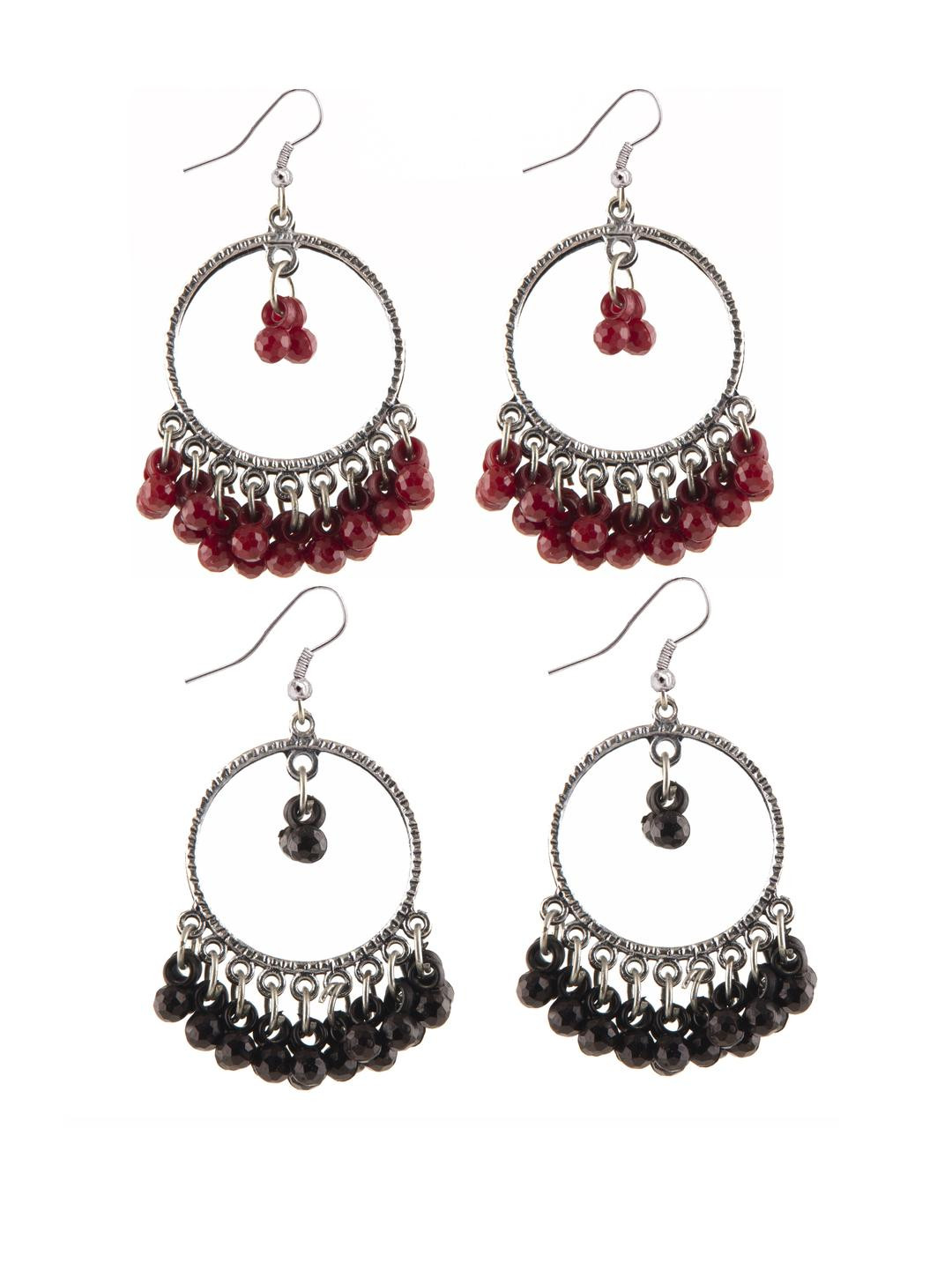 Combo Silver Oxidize Maroon & Black  Earrings for Girls