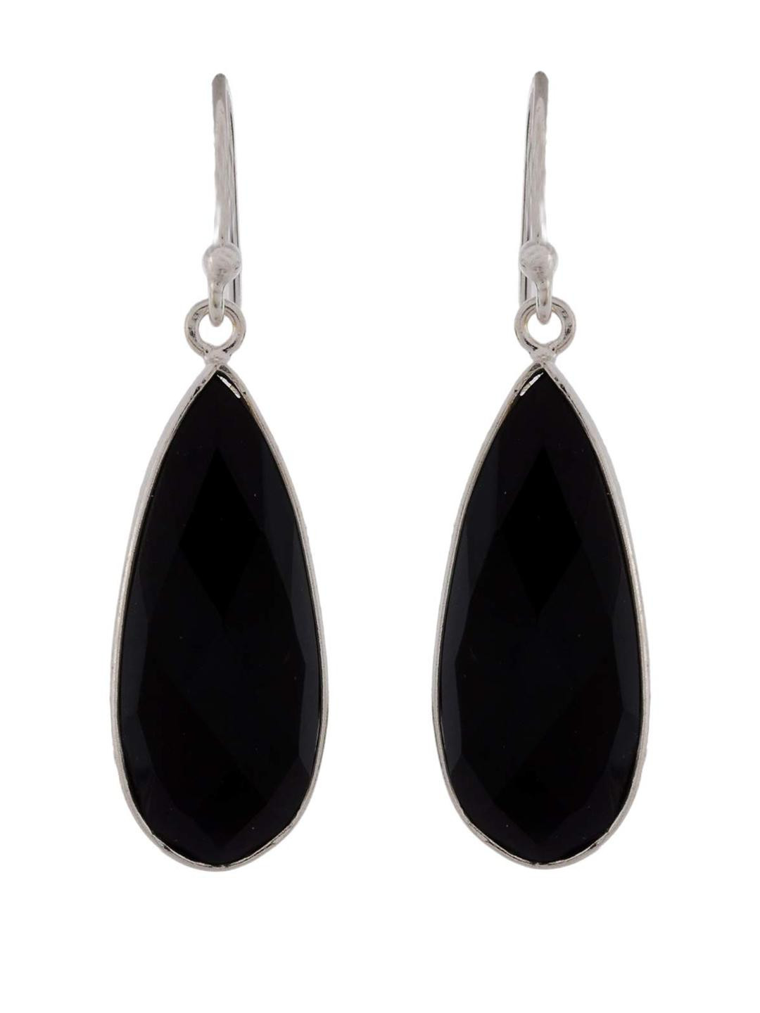 Silver Planets Teardrop Shaped Drop Earrings