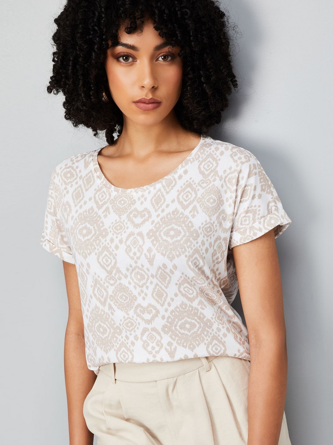 max Printed Pure Cotton Round Neck Raw Edge T-shirt