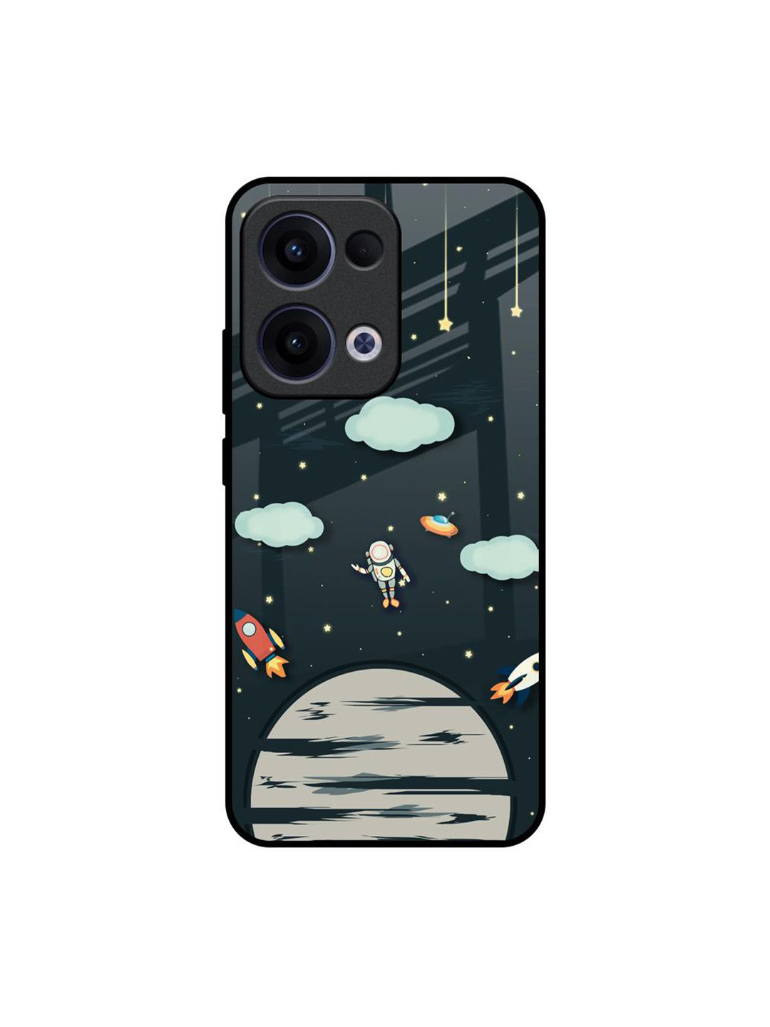 QRIOH Printed Oppo Reno13 5G Astronaut Dream Glass Back Case Mobile Accessories