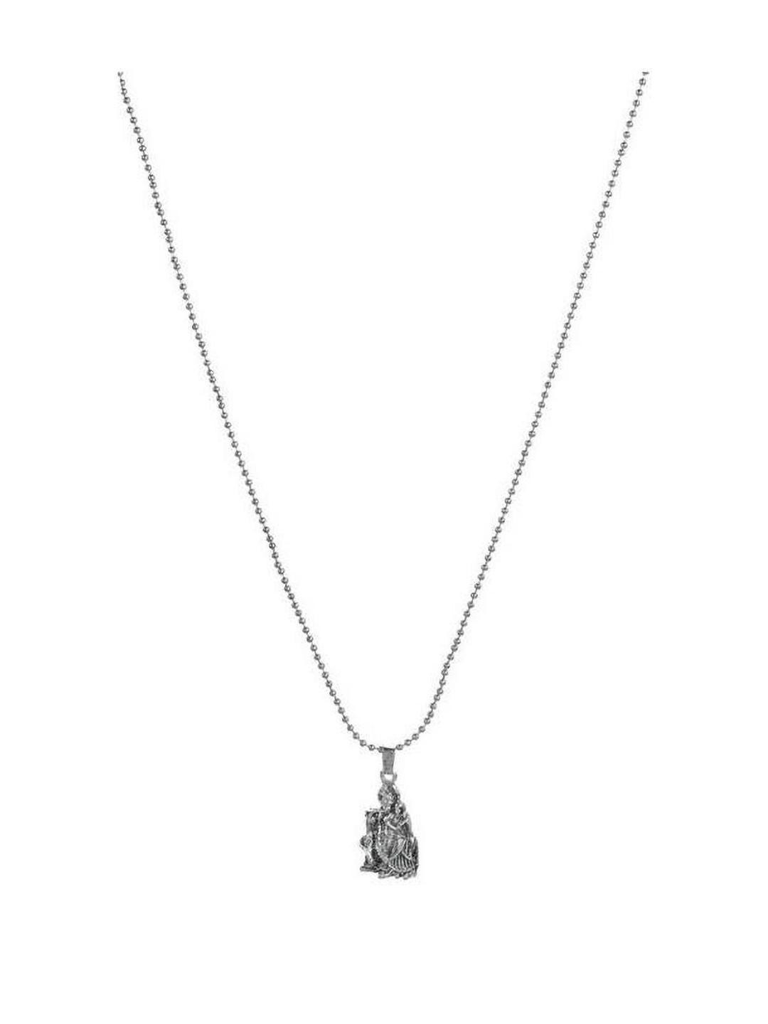 RAVIOUR LIFESTYLE Radha Krishna Silver-Plated Pendant with Chain