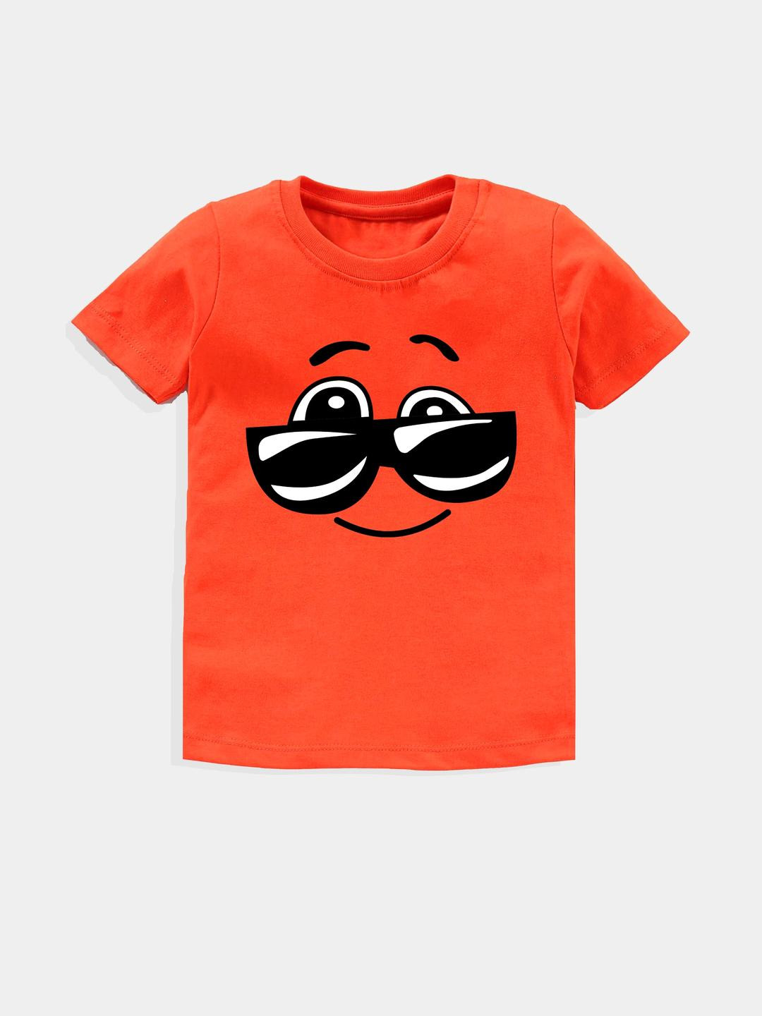KAVEE Pure Cotton Half Sleeves Goggles Printed Bio Washed Tee - Orange