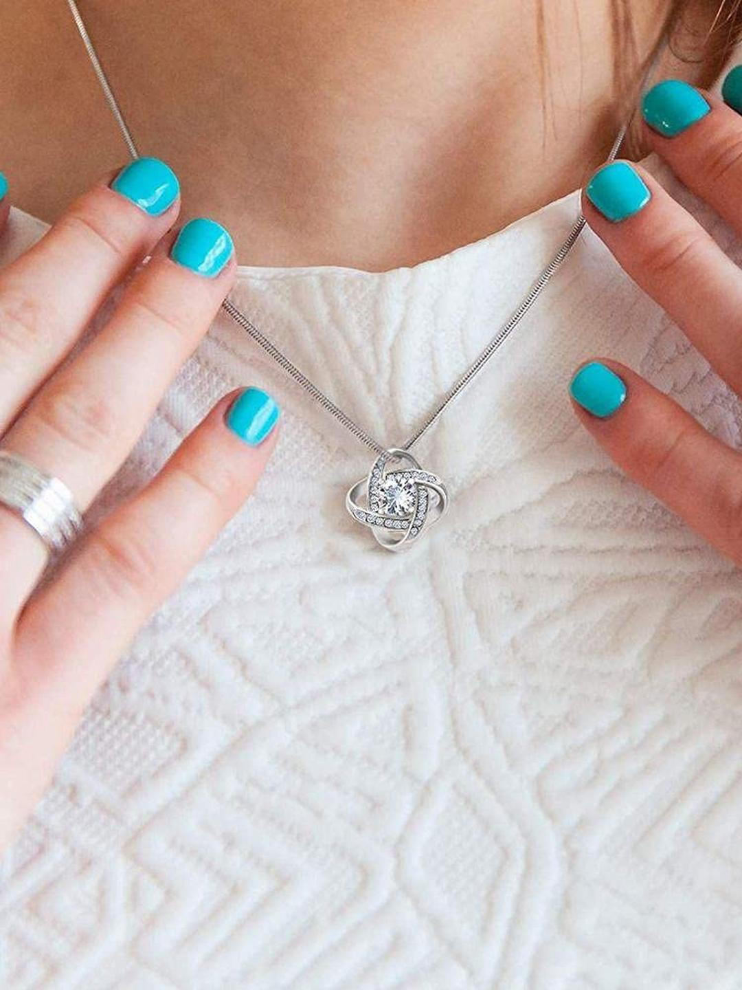 Silver Gift Mother-in-law Necklace, Life Story Daughters Gift Future Mother In Law Love Knot Neckla