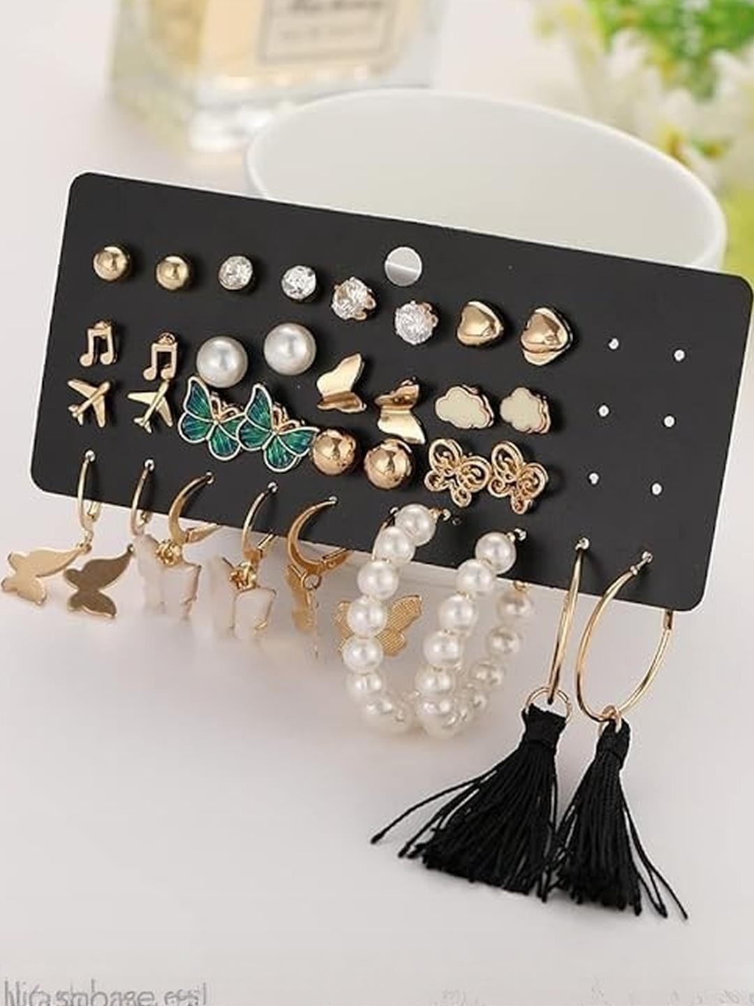 Brijsun Geometric Hoop and stud Earrings Multi