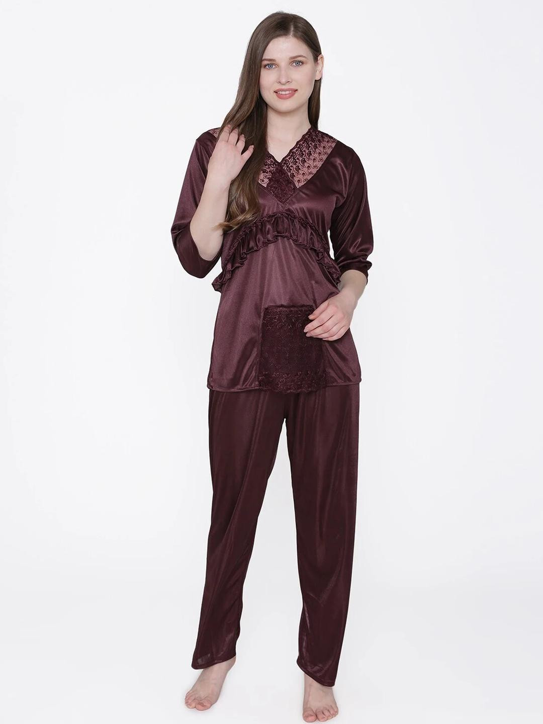 PHALIN Women Purple Night suits