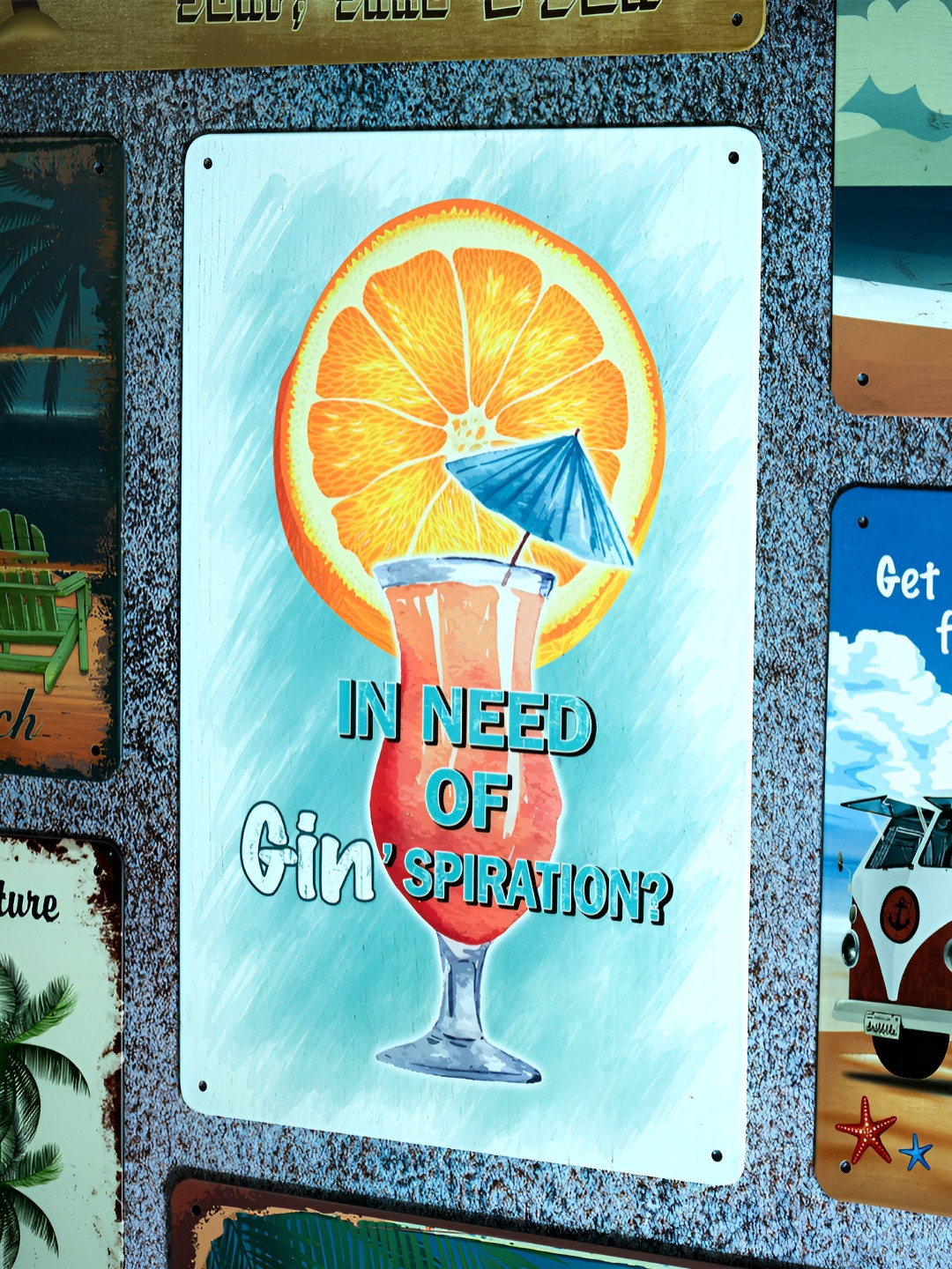 eazy wagon Blue & Orange-Colored Gin'spiration Number Plates Big Wall Art