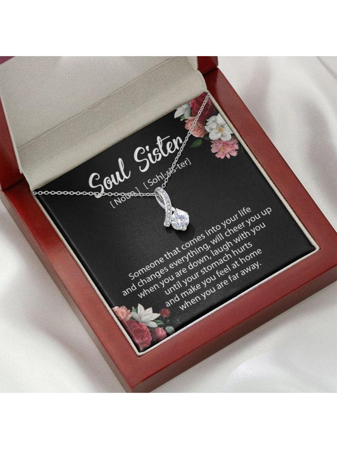 Silver Gift Sister Necklace, Soul Sister Alluring Necklace, Soul Sister Gift, Unbiological Sister G