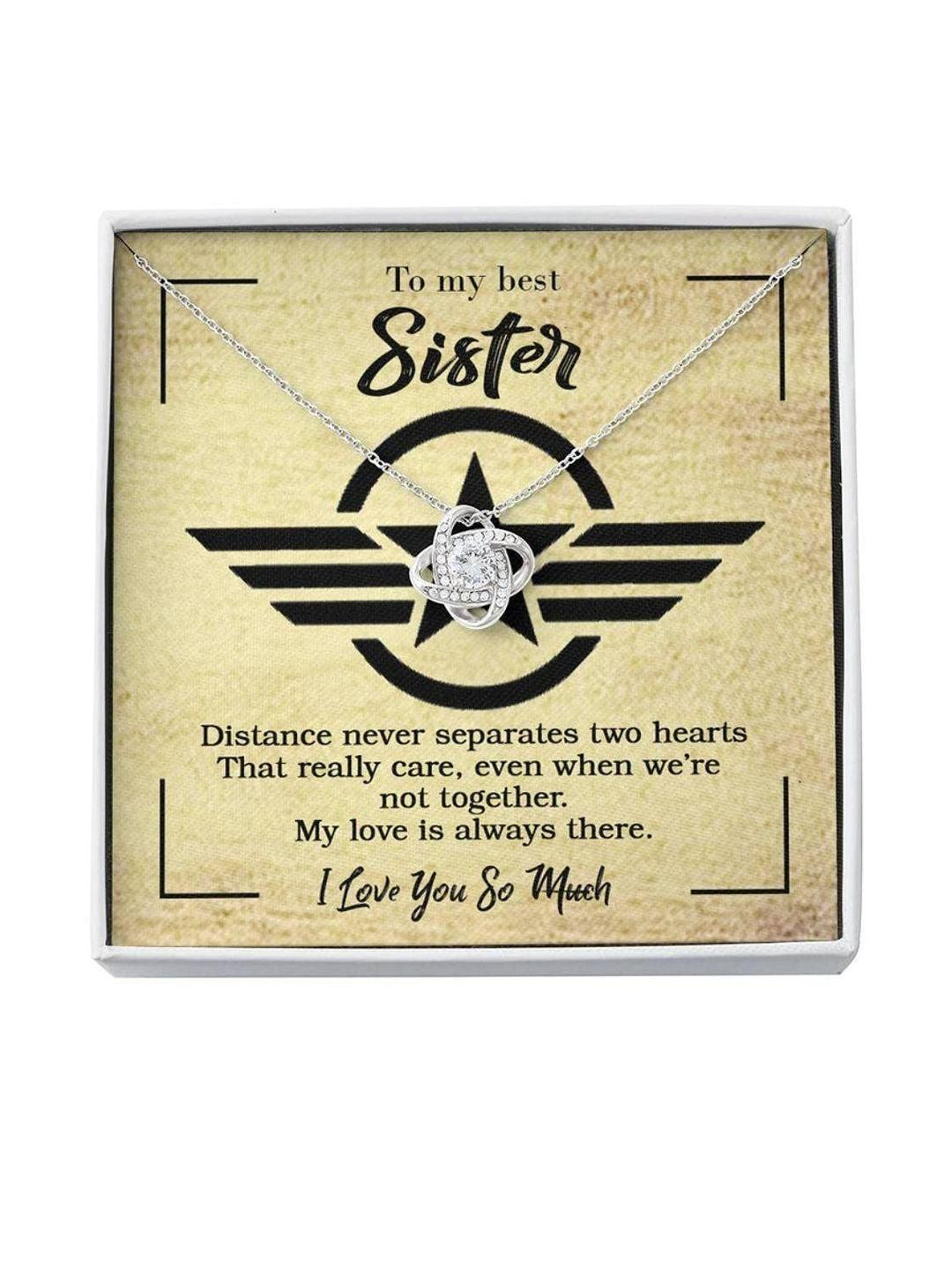 Sterling Silver Army Sister Necklace  Gift for Sister in Military, Air Force, or Police  Birthday