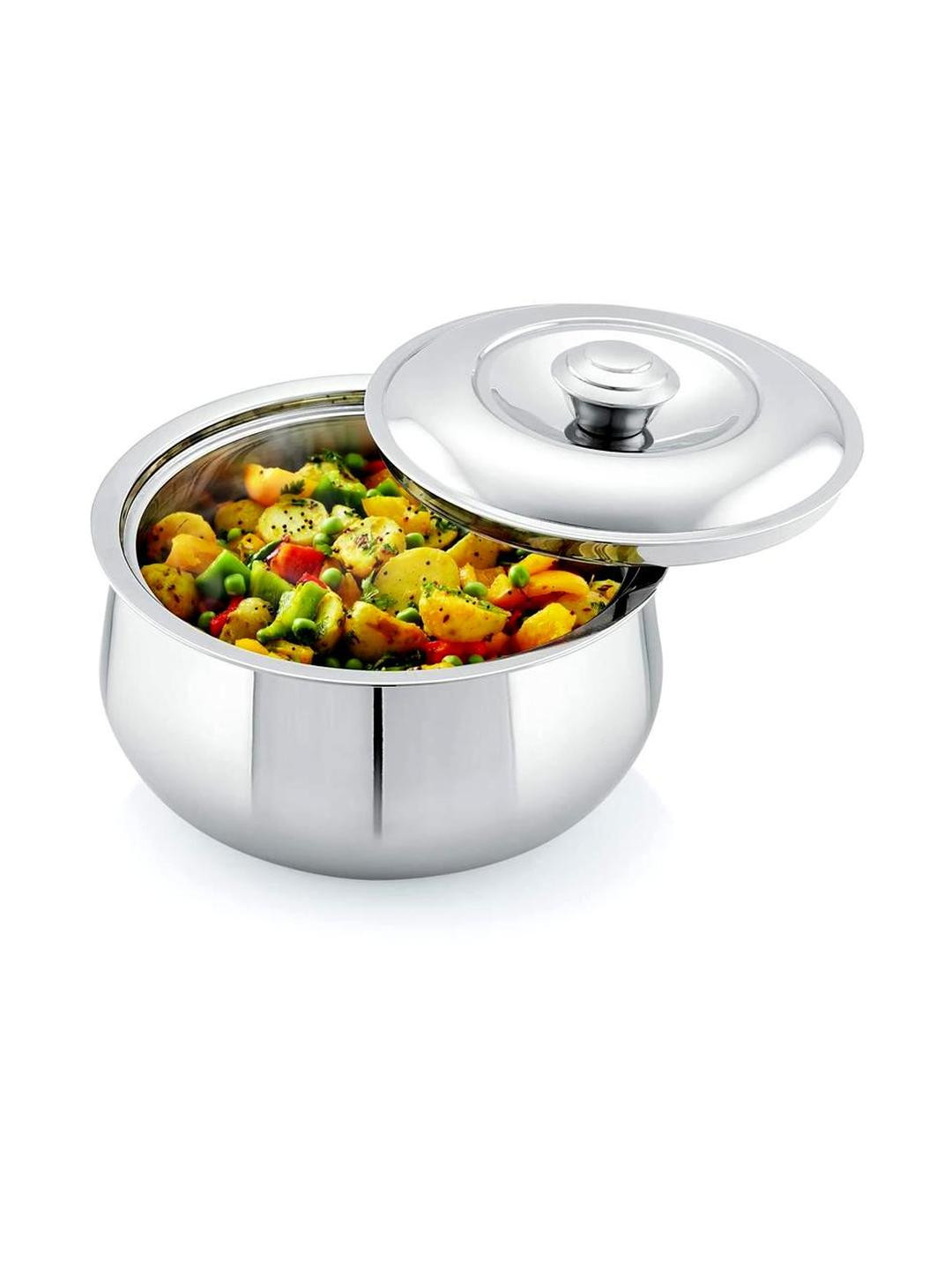 Neelam Stainless Steel Sizzling Belly Hot Pot/Casserole with Lid, 1000 ML