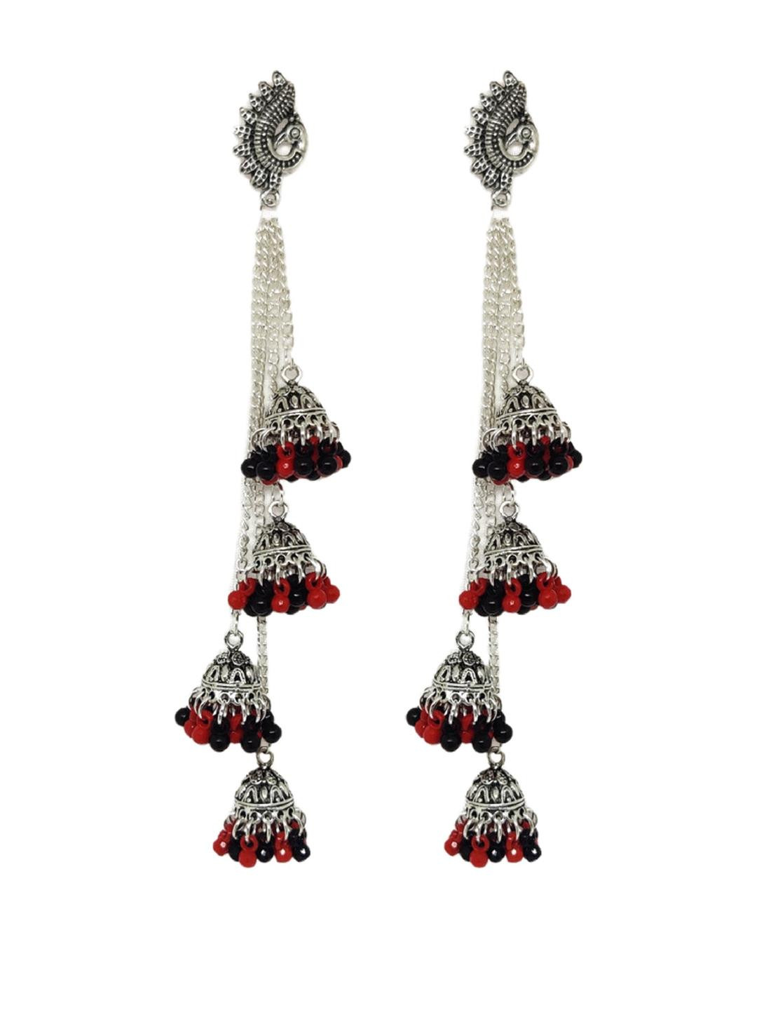 Weariton Women Red & Black Long Jhumkas Earrings