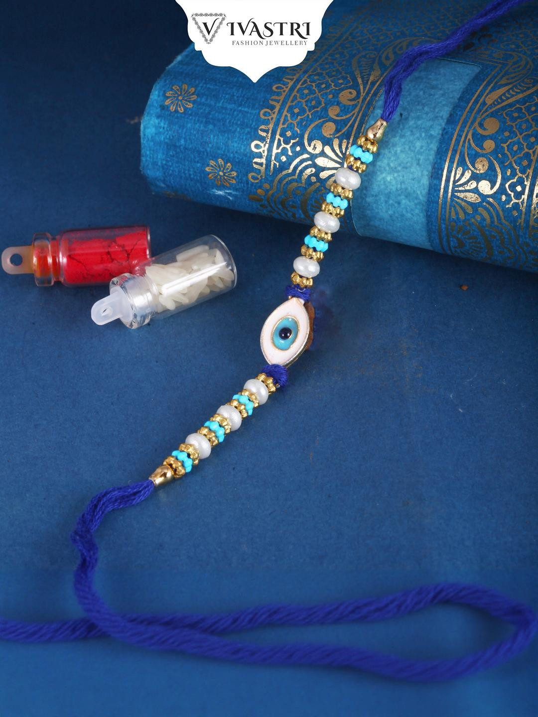 Vivastri evil eyes Gold and Rhodium Plated Alloy Rakhi for Lovely Brother kids[VIVA1193RKG]