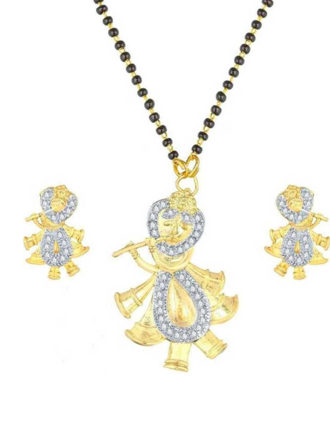 J D Jewellers Brass Silver-Plated Mangalsutra
