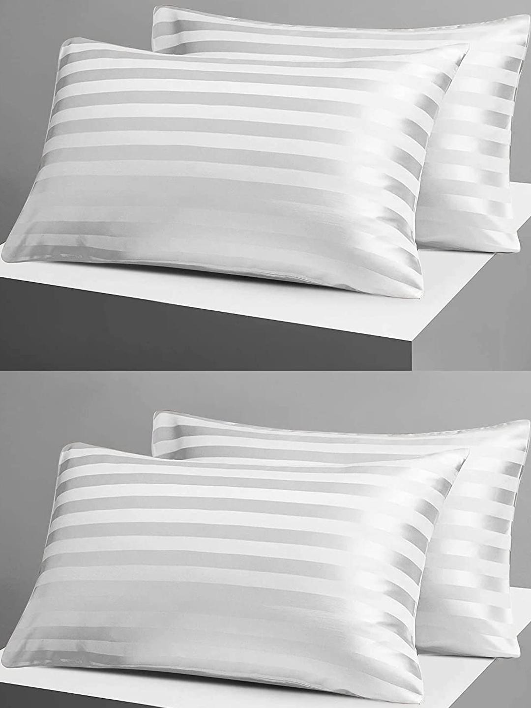 Fabture Set of 4 300 TC Cotton Satin Stripe Pillow Covers