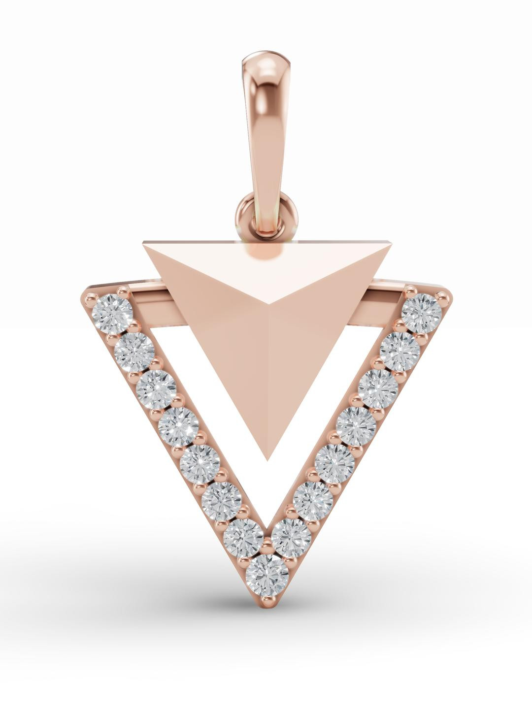 Wondr Diamonds Rose Gold-Plated 14KT Geometric Triangle Diamond Pendant