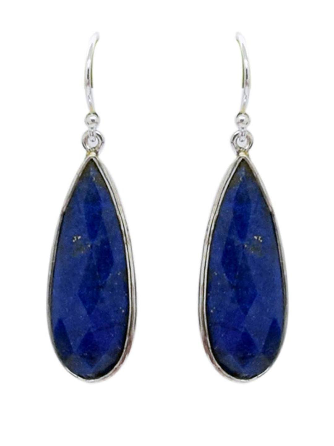 Silver Planets 92.5-925 Sterling Silver Blue Stone Drop Earring for Women and Girls