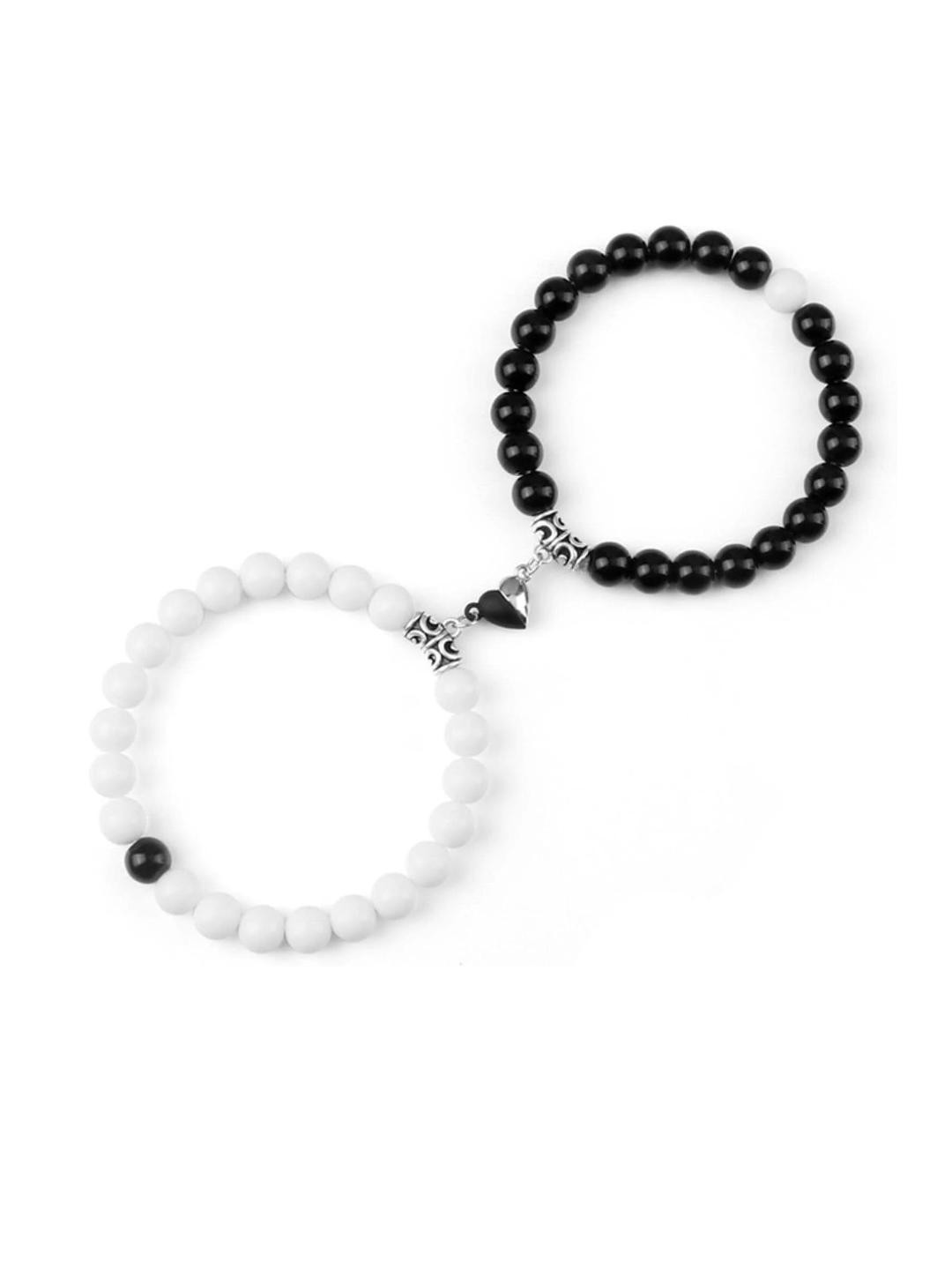 Rodya Black Magnet Marble Grey 2 Brass Bracelet