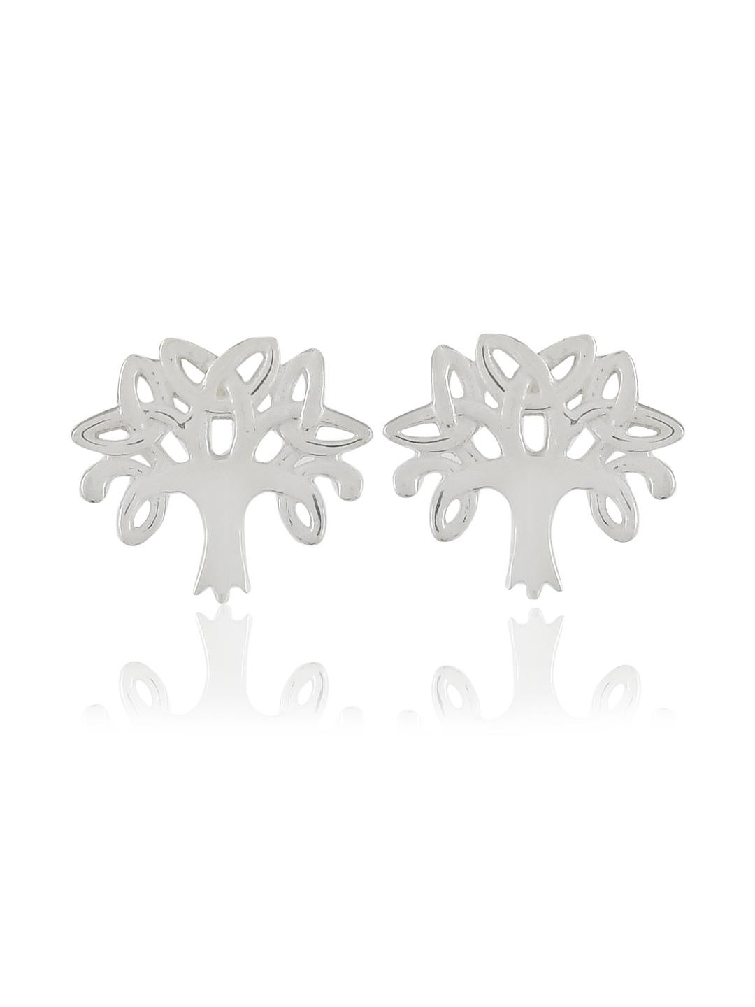 Nemichand Women Silver Tree Design 925 Silver Stud Earrings