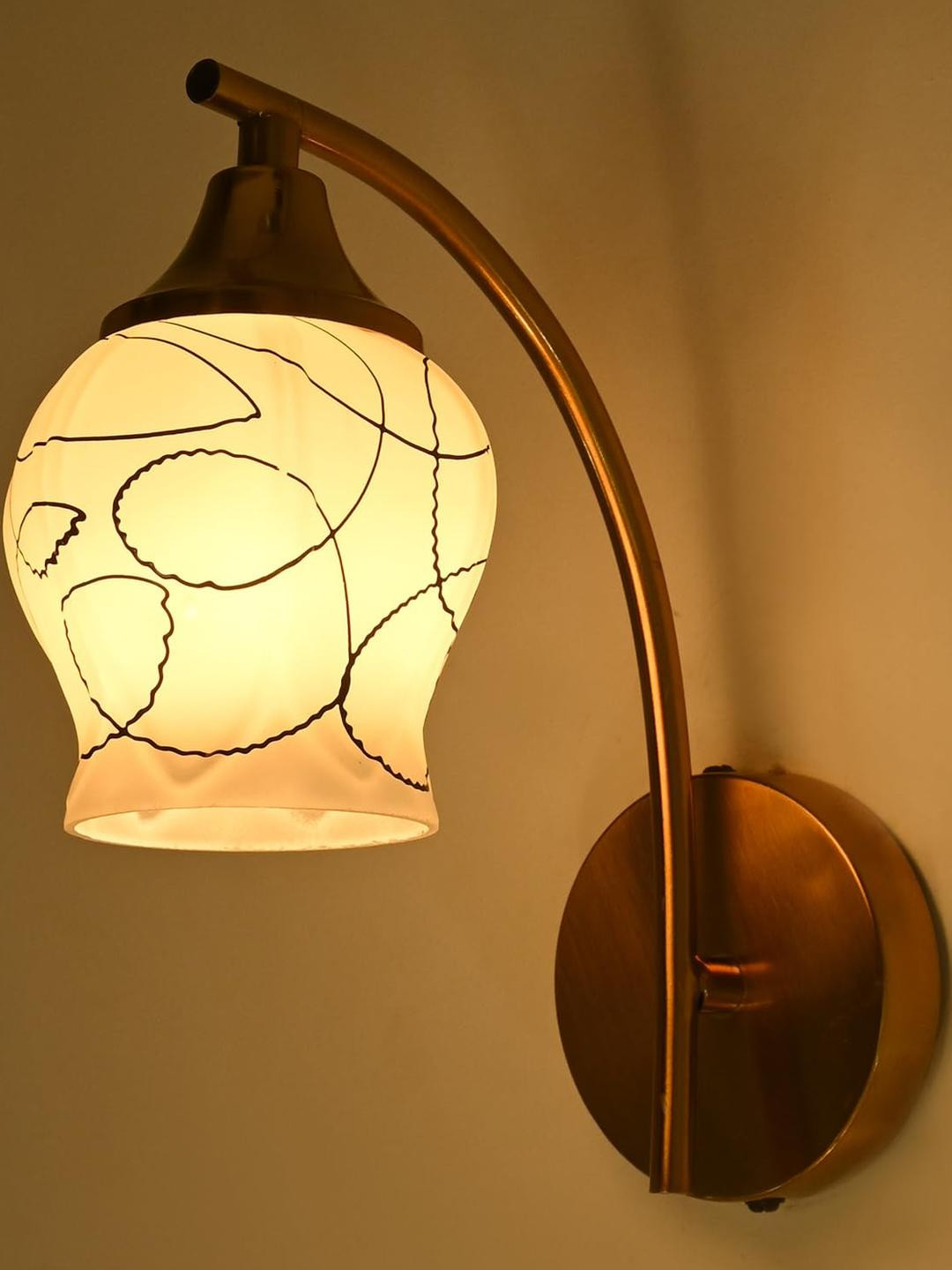 Somil Premium Designer Glass Wall/Night Lamp  Elegant  & Stylish Dcor Accent for Modern Interiors,  Color Black, White, Size:- 10 x 10 x 28.5 CM