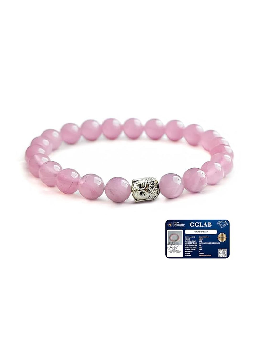 HEALINGGEMS Unisex Rose Quartz Bracelet with Buddha Charm