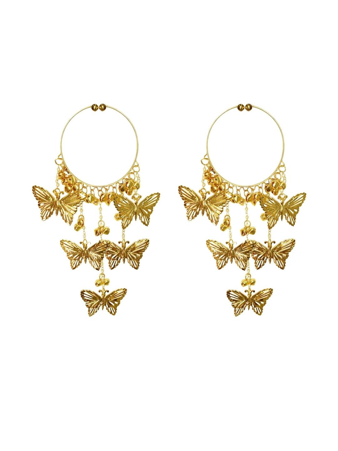 SBP Fashion Set of 2 Golden Toned Mini Kaleeras With Butterfly Charms